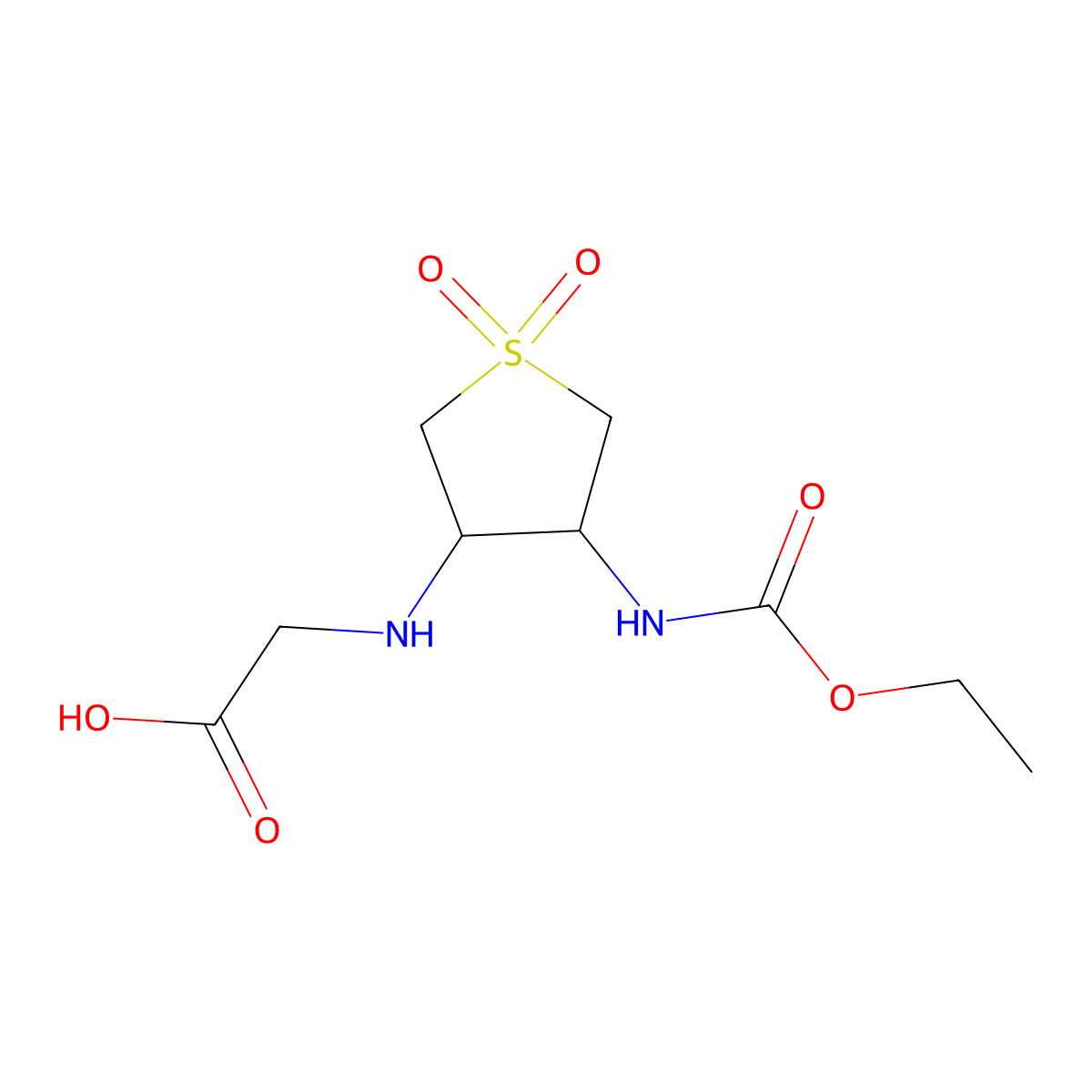 2-{[4-(Ethoxycarbonylamino)-1,1-dioxothiolan-3-yl]amino}acetic acid molecular structure, CAS 304884-70-6