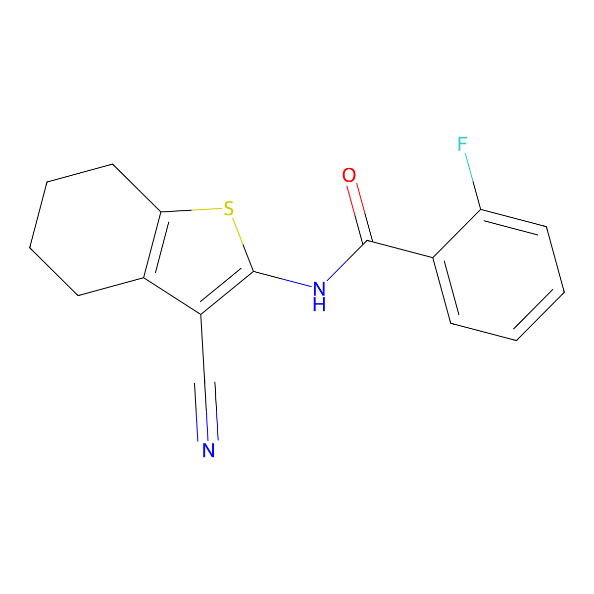 N-(3-cyano-4,5,6,7-tetrahydro-1-benzothien-2-yl)-2-fluorobenzamide molecular structure, CAS 304884-83-1