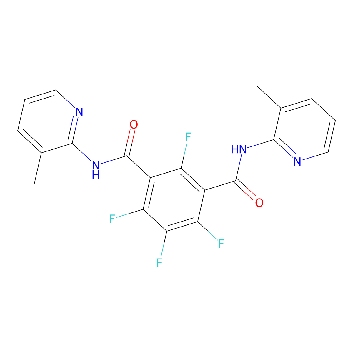 2,4,5,6-Tetrafluoro-N1,N3-bis(3-methyl-2-pyridinyl)-1,3-benzenedicarboxamide molecular structure, CAS 304884-84-2