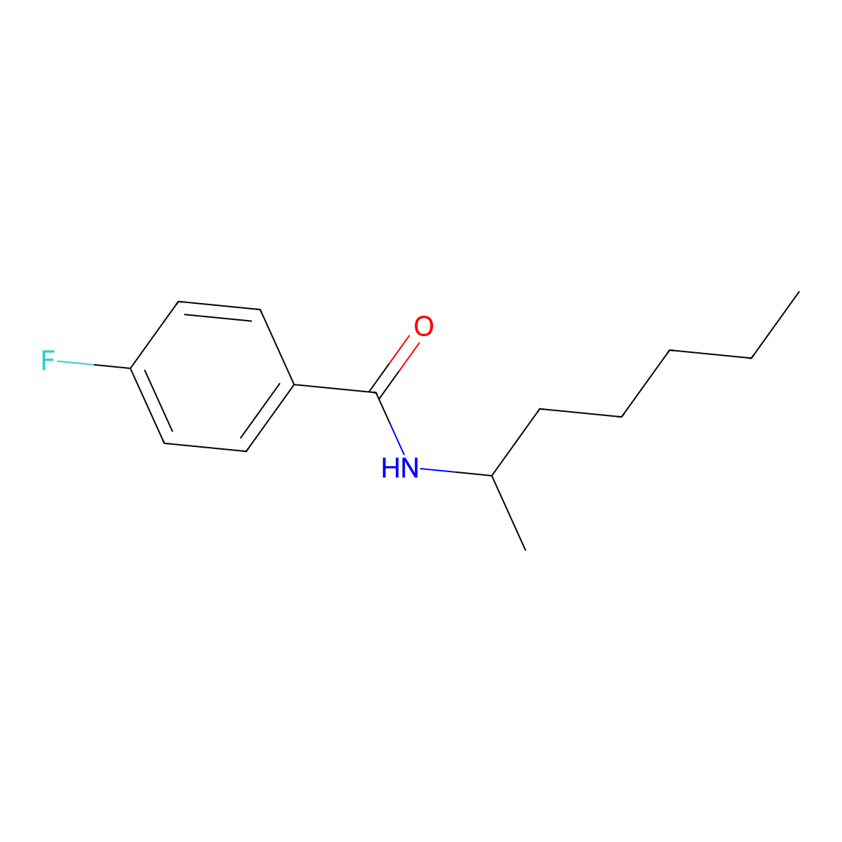 4-fluoro-N-(1-methylhexyl)benzamide molecular structure, CAS 304884-85-3