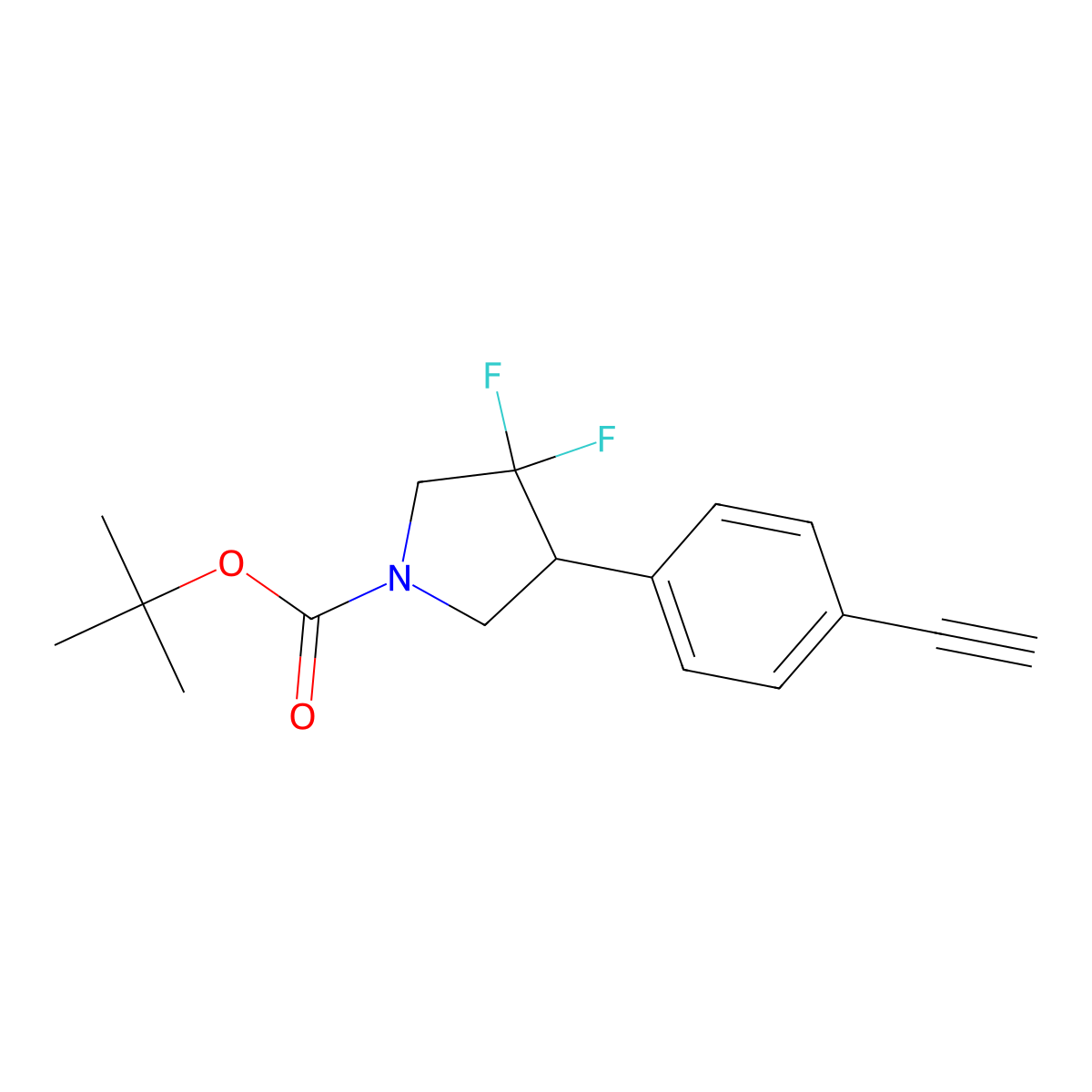 Tert-butyl 4-(4-ethynylphenyl)-3,3-difluoropyrrolidine-1-carboxylate molecular structure, CAS 3048846-58-5