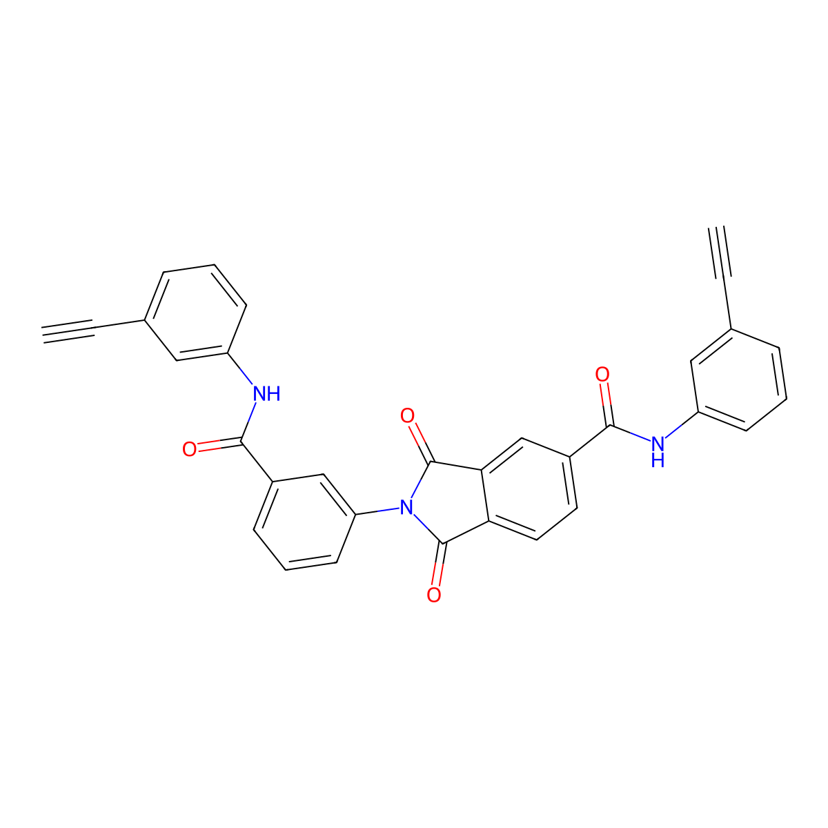 N-(3-ethynylphenyl)-2-[3-[(3-ethynylphenyl)carbamoyl]phenyl]-1,3-dioxoisoindole-5-carboxamide molecular structure, CAS 304885-48-1