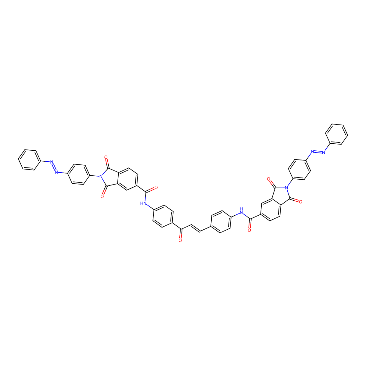 N-[4-[3-[4-[[1,3-dioxo-2-(4-phenyldiazenylphenyl)isoindole-5-carbonyl]amino]phenyl]-3-oxoprop-1-enyl]phenyl]-1,3-dioxo-2-(4-phenyldiazenylphenyl)isoindole-5-carboxamide molecular structure, CAS 304885-82-3