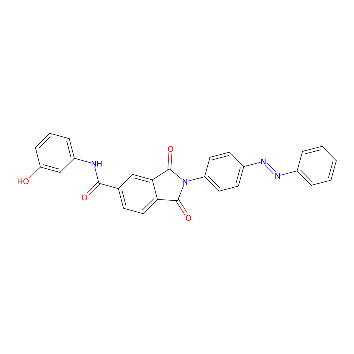 N-(3-hydroxyphenyl)-1,3-dioxo-2-{4-[(E)-phenyldiazenyl]phenyl}-2,3-dihydro-1H-isoindole-5-carboxamide molecular structure, CAS 304885-85-6