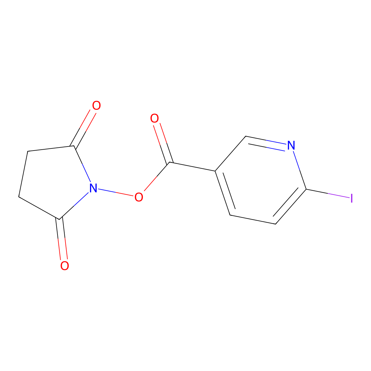 2,5-Dioxopyrrolidin-1-yl 6-iodopyridine-3-carboxylate molecular structure, CAS 3048854-45-8