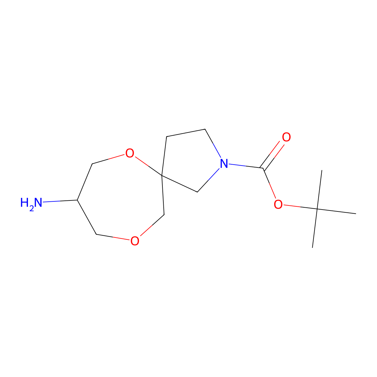 Tert-butyl 8-amino-6,10-dioxa-2-azaspiro[4.6]undecane-2-carboxylate molecular structure, CAS 3048867-77-9