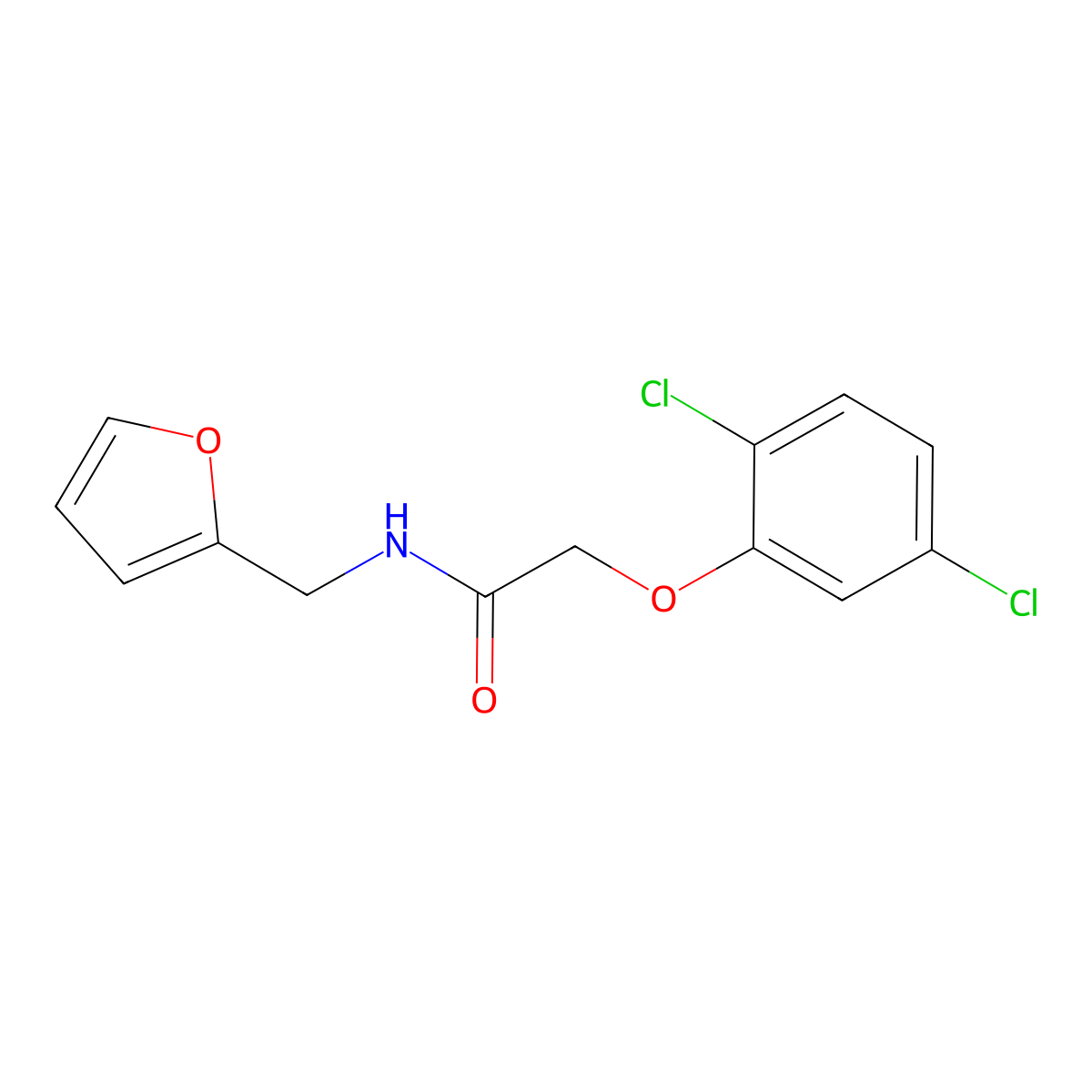 2-(2,5-Dichloro-phenoxy)-N-furan-2-ylmethyl-acetamide molecular structure, CAS 304887-96-5
