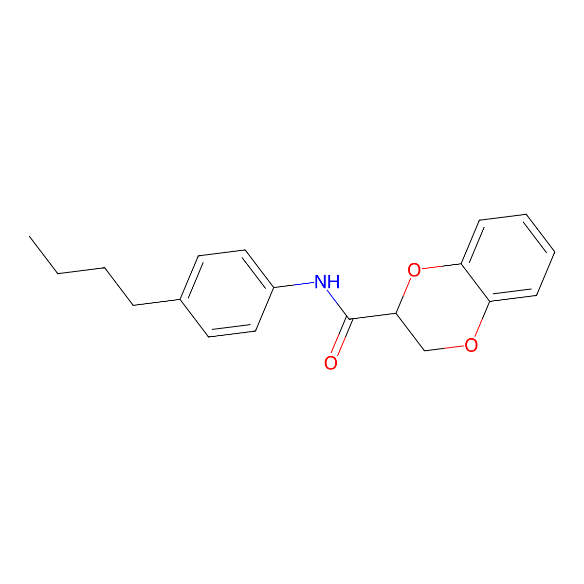 N-(4-butylphenyl)-2,3-dihydro-1,4-benzodioxine-2-carboxamide molecular structure, CAS 304888-21-9