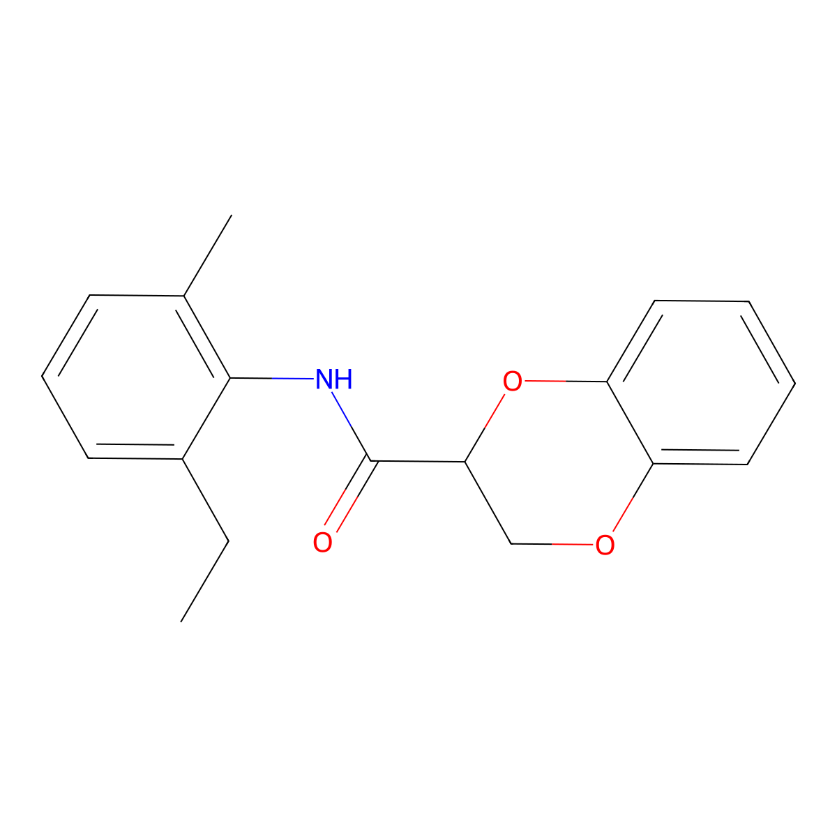 N-(2-ethyl-6-methylphenyl)-2,3-dihydro-1,4-benzodioxine-2-carboxamide molecular structure, CAS 304888-22-0