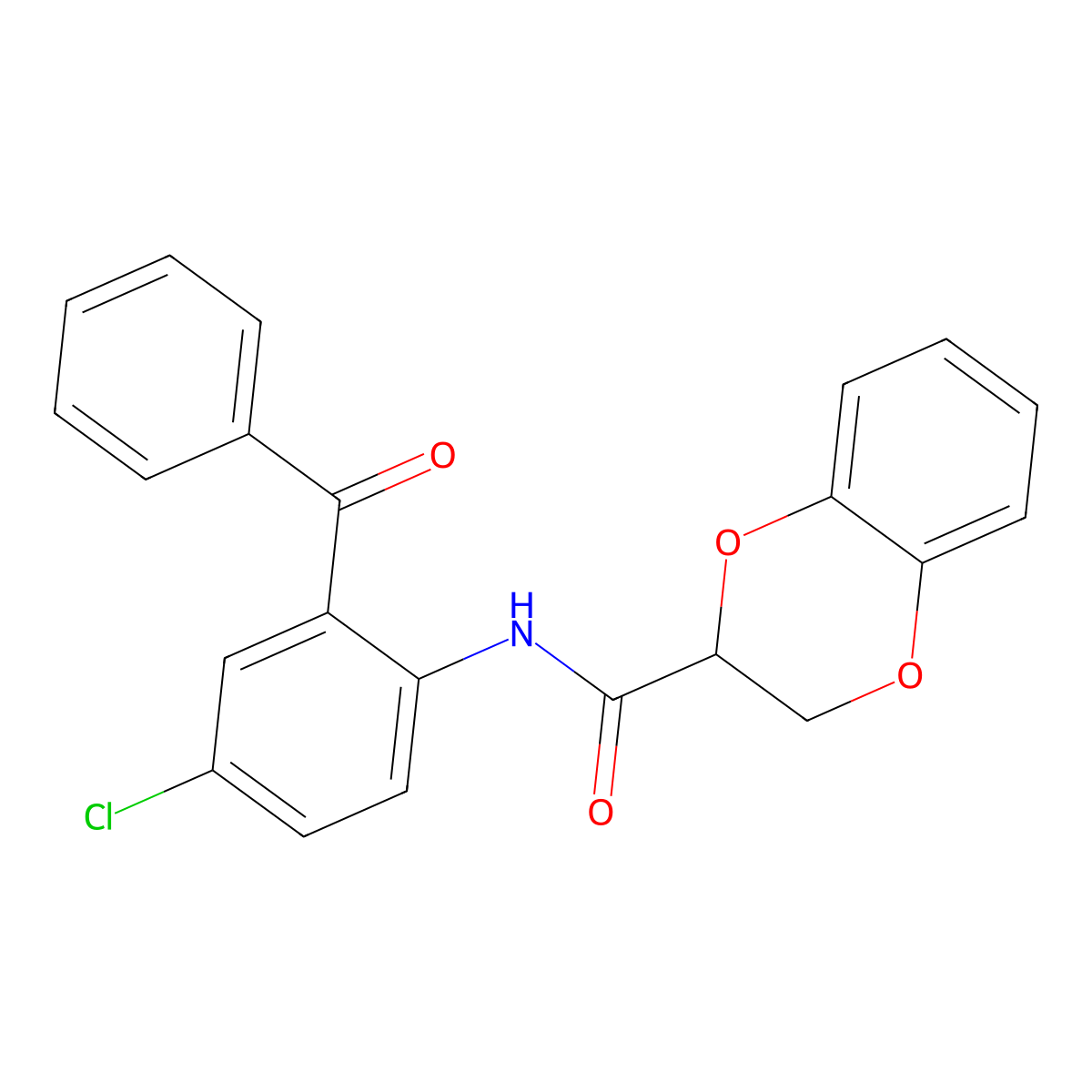 N-(2-benzoyl-4-chlorophenyl)-2,3-dihydro-1,4-benzodioxine-2-carboxamide molecular structure, CAS 304888-23-1