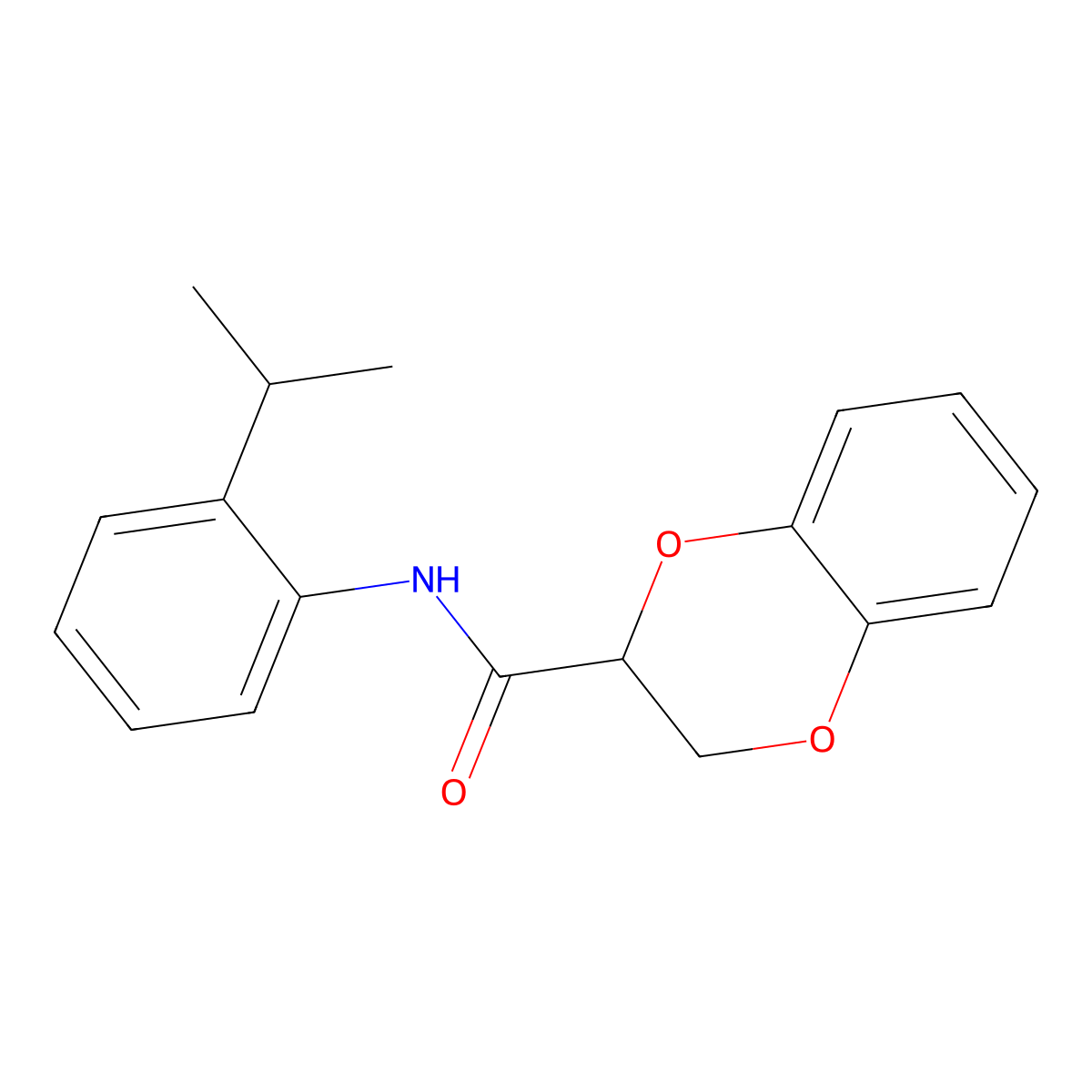 2H,3H-benzo[e]1,4-dioxan-2-yl-N-[2-(methylethyl)phenyl]carboxamide molecular structure, CAS 304888-24-2