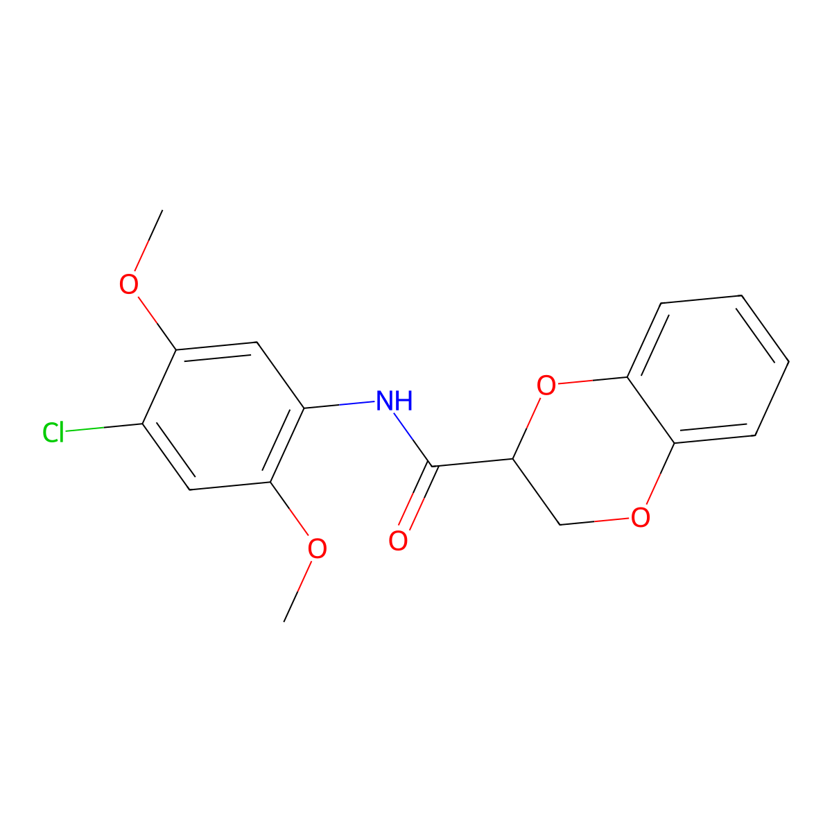 N-(4-chloro-2,5-dimethoxyphenyl)-2,3-dihydro-1,4-benzodioxine-3-carboxamide molecular structure, CAS 304888-25-3
