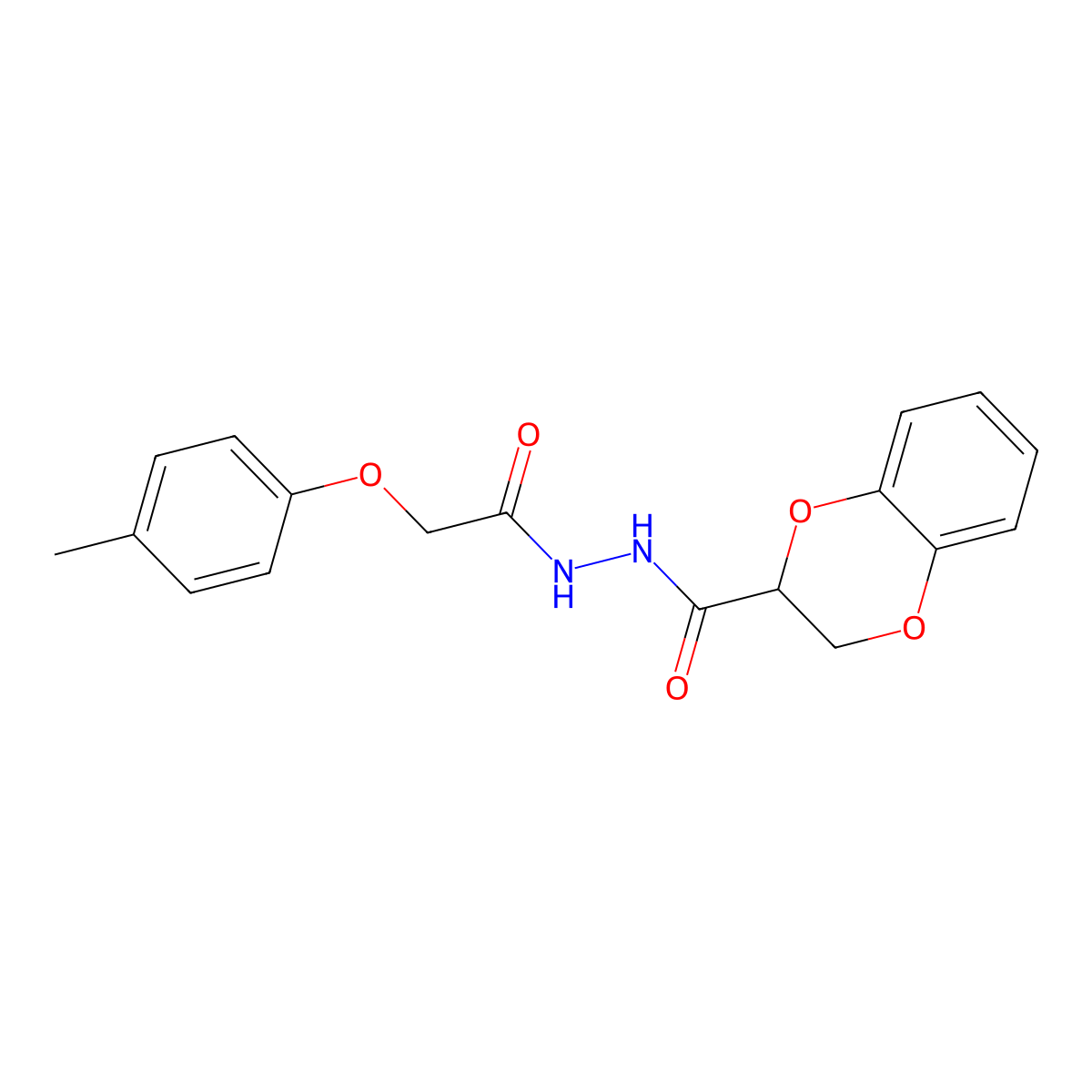 N-(2H,3H-benzo[e]1,4-dioxan-2-ylcarbonylamino)-2-(4-methylphenoxy)acetamide molecular structure, CAS 304888-28-6
