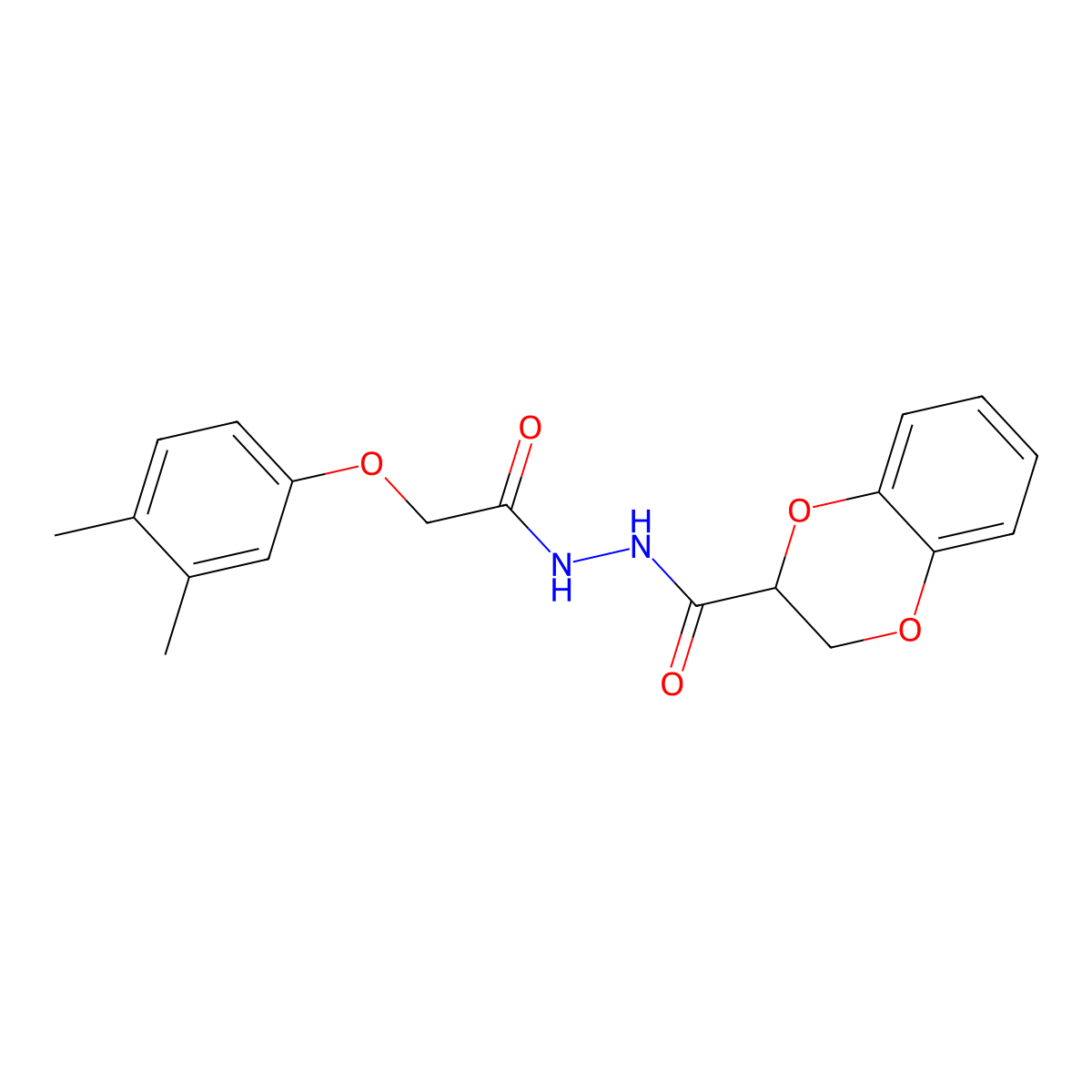 N'-[2-(3,4-dimethylphenoxy)acetyl]-2,3-dihydro-1,4-benzodioxine-2-carbohydrazide molecular structure, CAS 304888-38-8