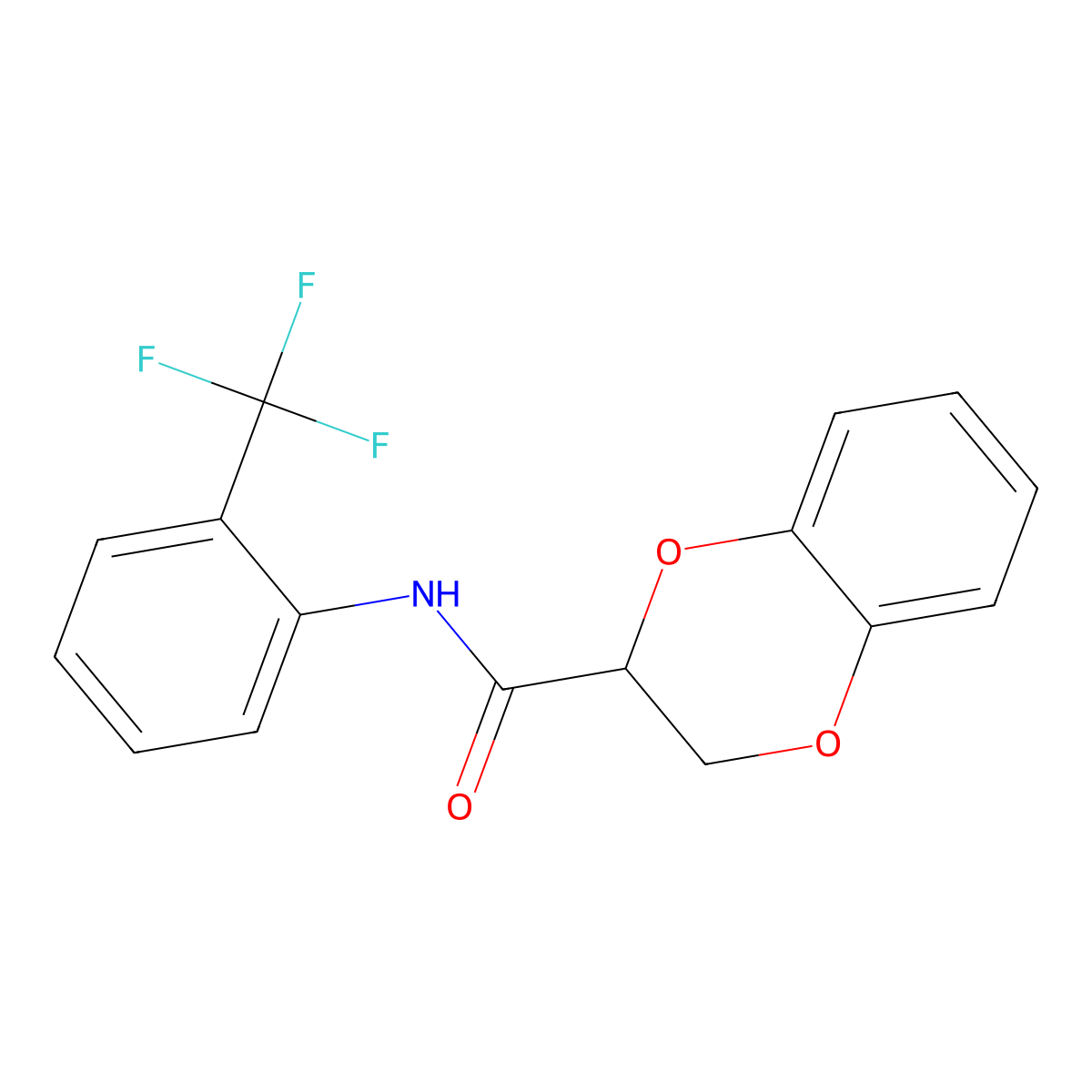 N-[2-(trifluoromethyl)phenyl]-2,3-dihydro-1,4-benzodioxine-2-carboxamide molecular structure, CAS 304888-42-4