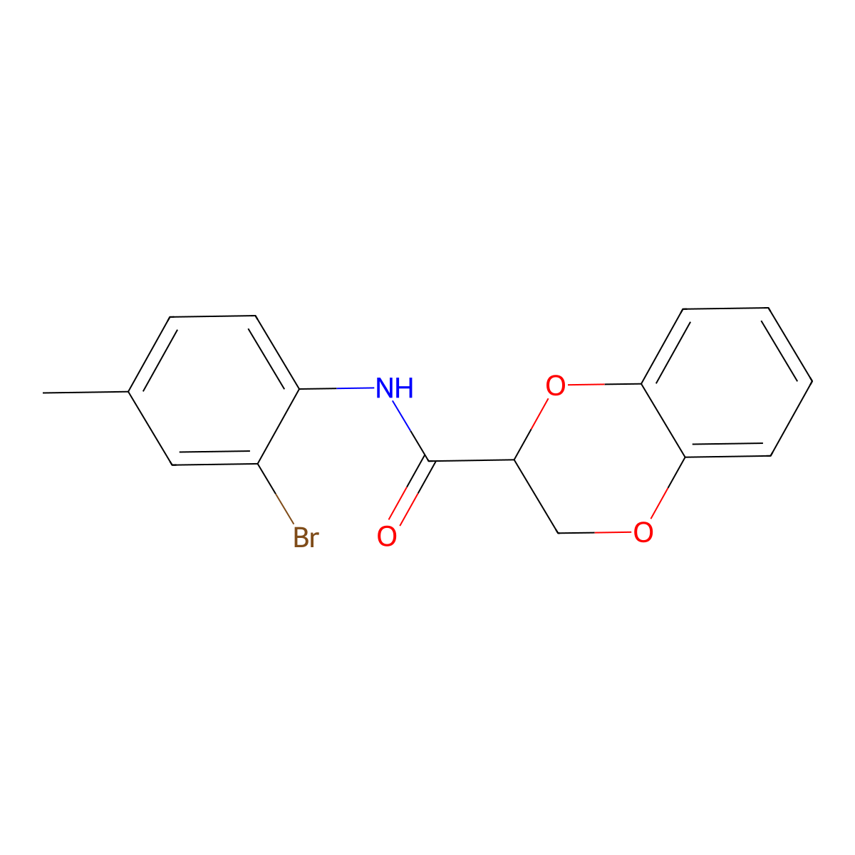 N-(2-bromo-4-methylphenyl)-2,3-dihydro-1,4-benzodioxine-2-carboxamide molecular structure, CAS 304888-43-5