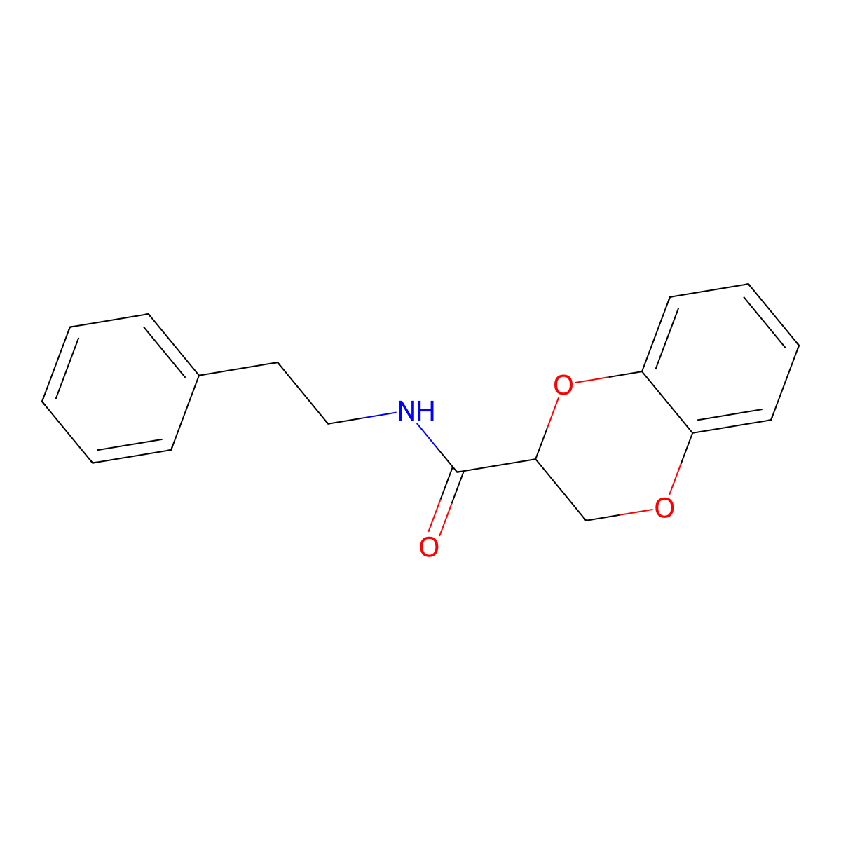 N-phenethyl-2,3-dihydro-1,4-benzodioxine-2-carboxamide molecular structure, CAS 304888-44-6
