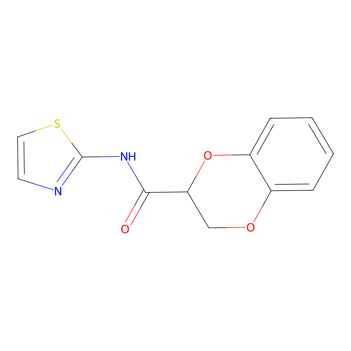N-(1,3-thiazol-2-yl)-2,3-dihydro-1,4-benzodioxine-2-carboxamide molecular structure, CAS 304888-59-3