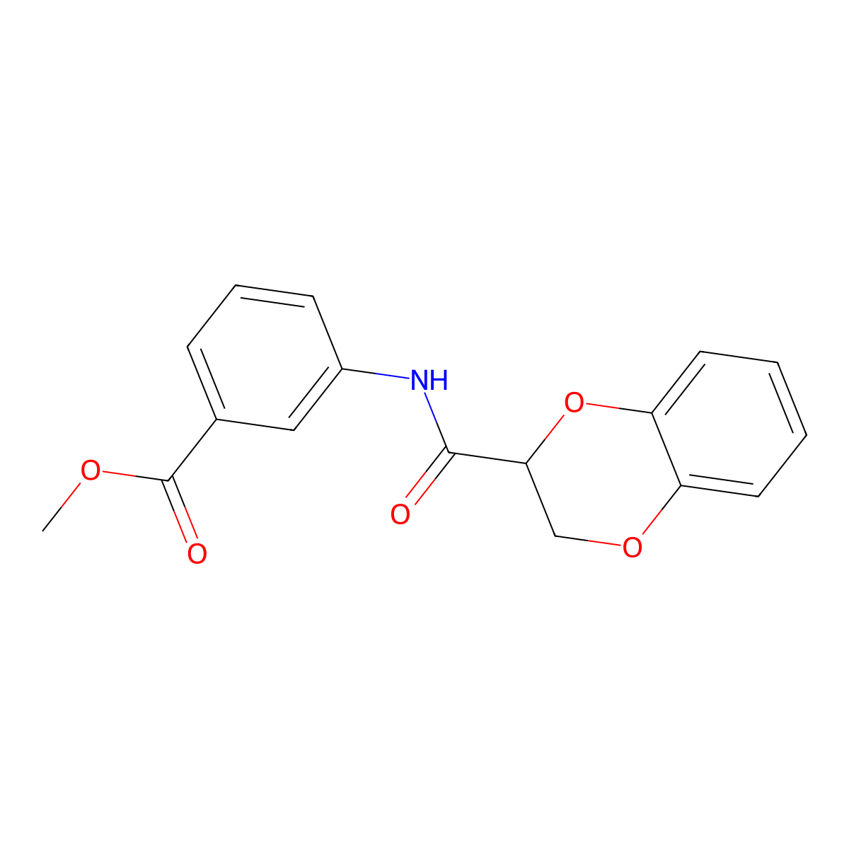 Methyl 3-[(2,3-dihydro-1,4-benzodioxin-2-ylcarbonyl)amino]benzoate molecular structure, CAS 304888-62-8