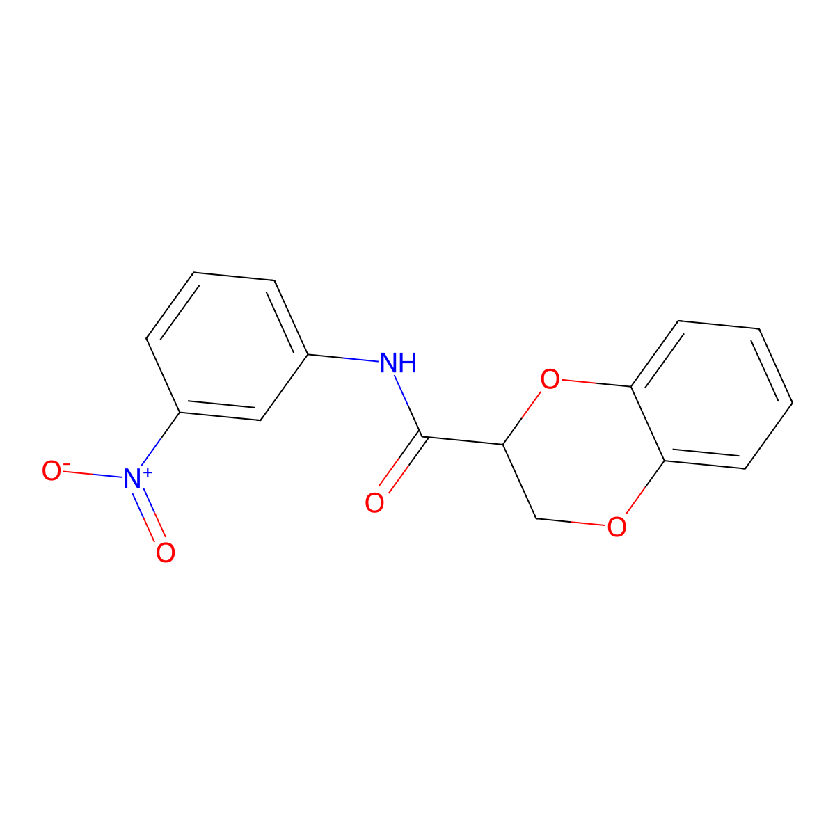 N-(3-nitrophenyl)-2,3-dihydro-1,4-benzodioxine-3-carboxamide molecular structure, CAS 304888-71-9