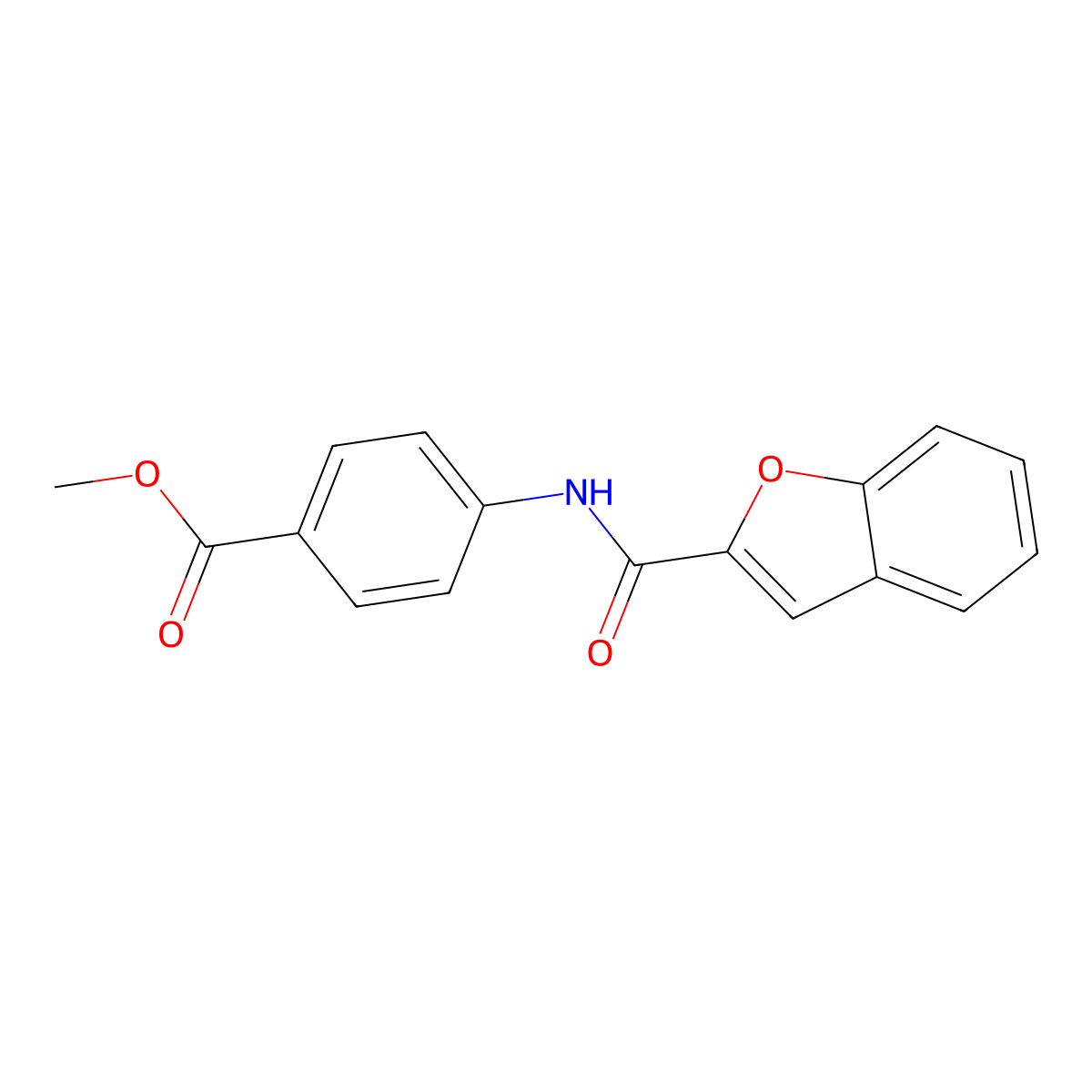 Methyl 4-[(1-benzofuran-2-ylcarbonyl)amino]benzoate molecular structure, CAS 304889-35-8