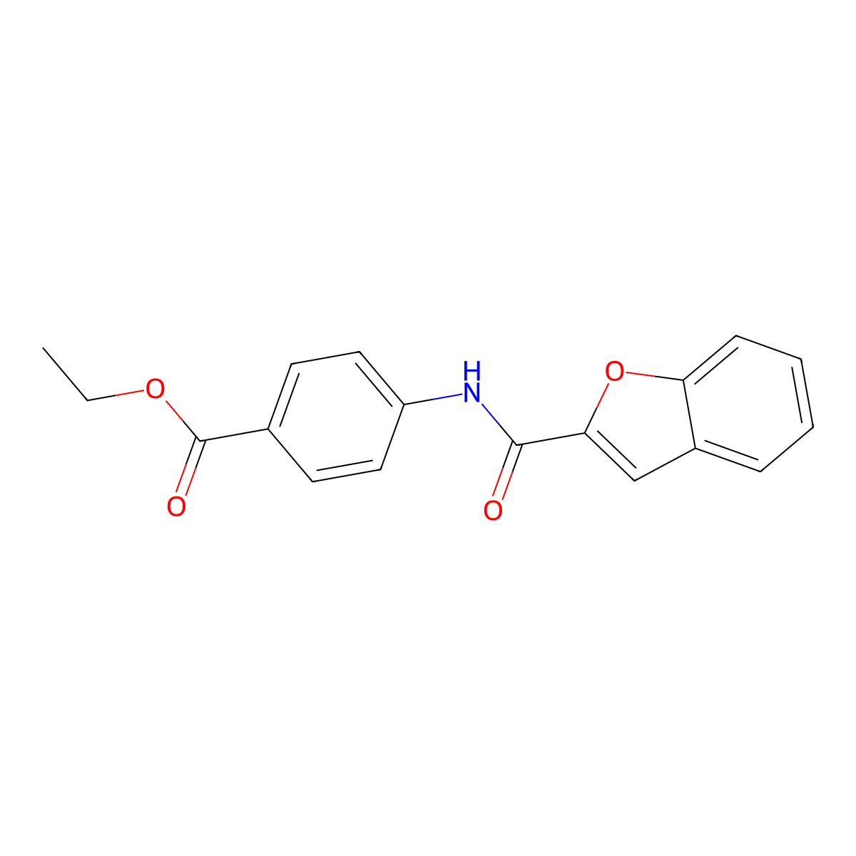 Ethyl 4-(1-benzofuran-2-carbonylamino)benzoate molecular structure, CAS 304889-38-1