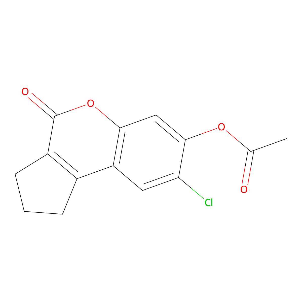 (8-chloro-4-oxo-2,3-dihydro-1H-cyclopenta[c]chromen-7-yl) acetate molecular structure, CAS 304889-94-9
