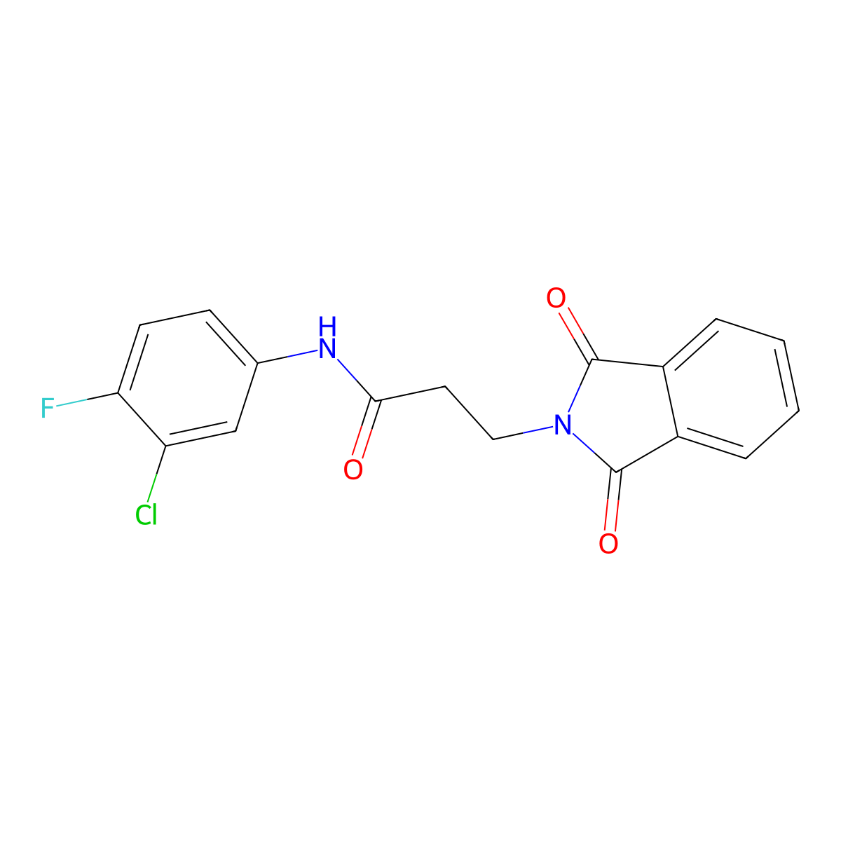N-(3-chloro-4-fluorophenyl)-3-(1,3-dioxo-2,3-dihydro-1H-isoindol-2-yl)propanamide molecular structure, CAS 304889-96-1