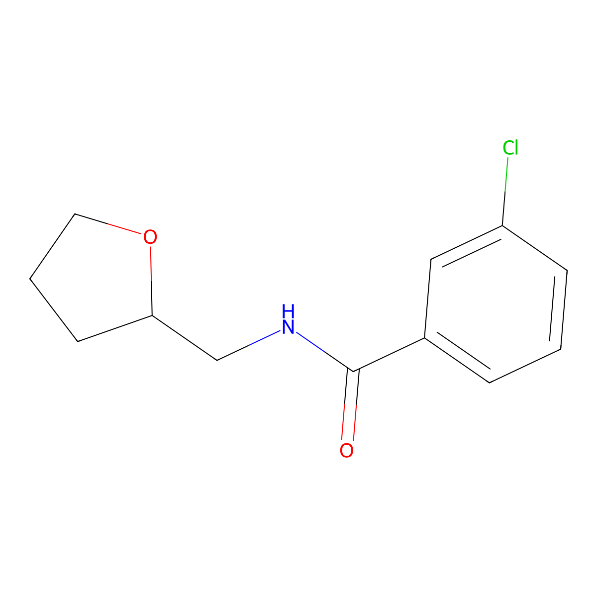 3-chloro-N-(oxolan-2-ylmethyl)benzamide molecular structure, CAS 304890-15-1