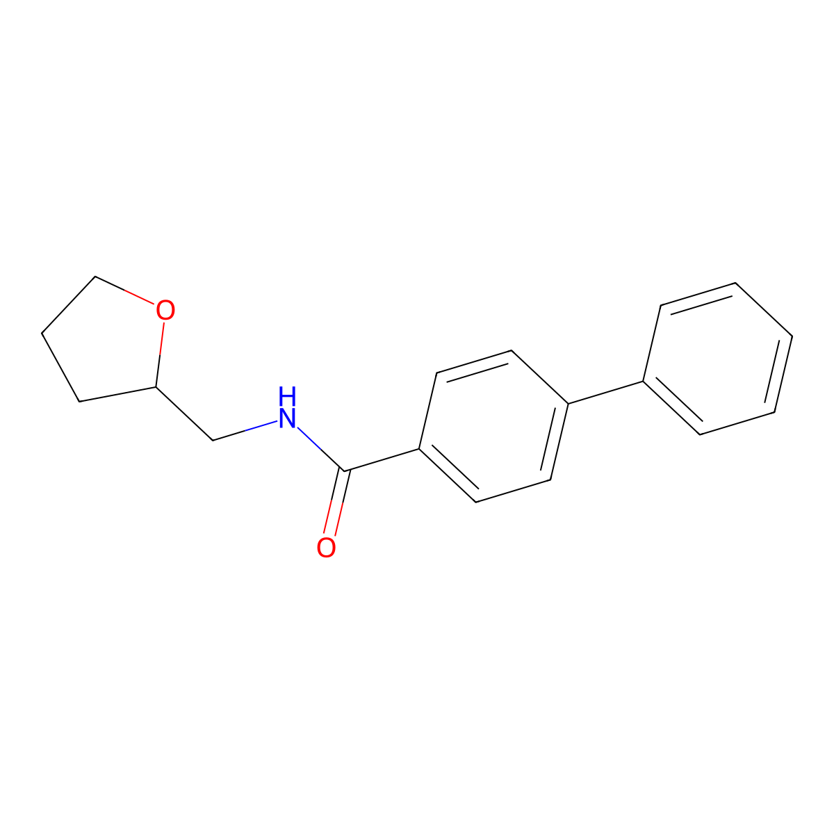 N-(oxolan-2-ylmethyl)-4-phenylbenzamide molecular structure, CAS 304890-17-3