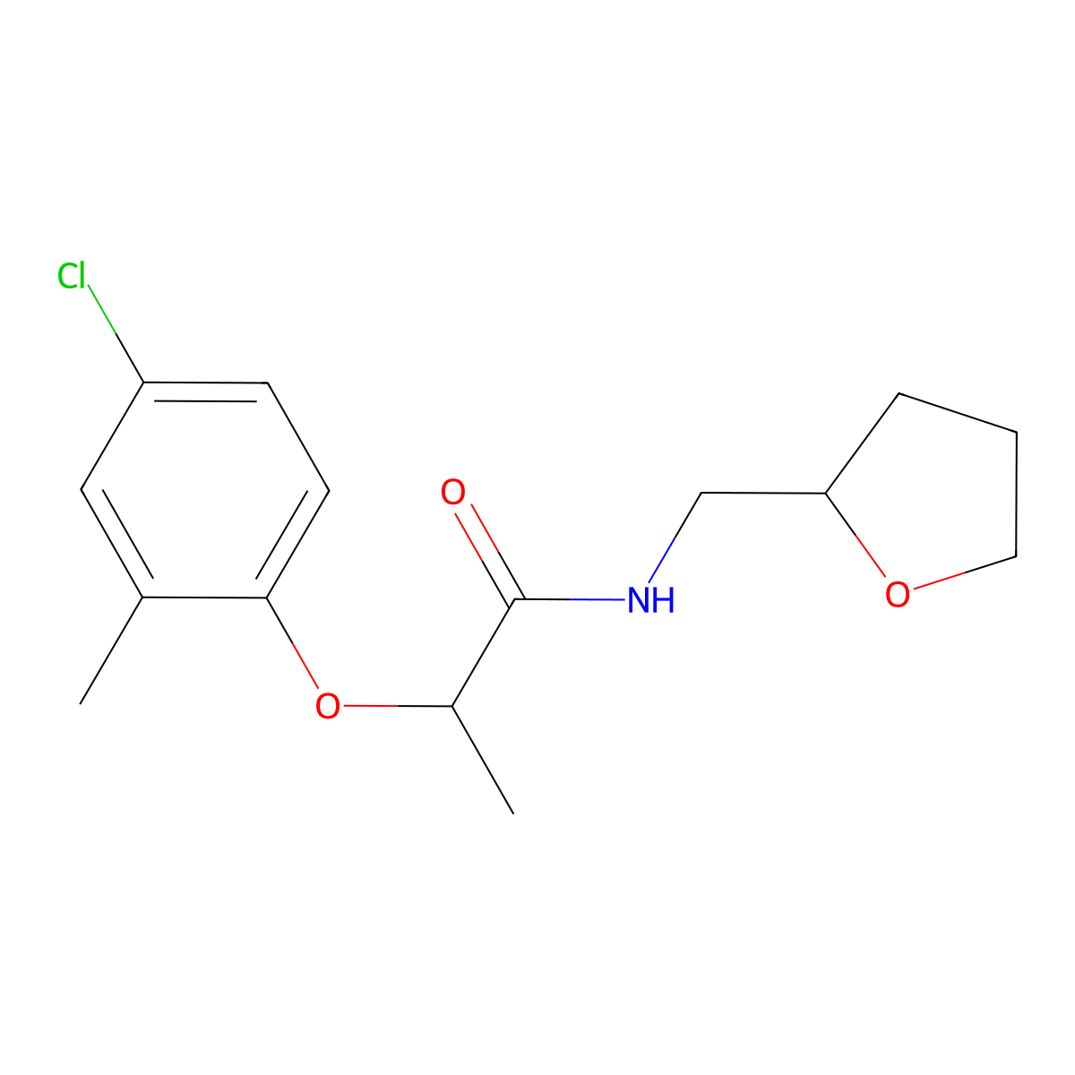 2-(4-chloro-2-methylphenoxy)-N-(oxolan-2-ylmethyl)propanamide molecular structure, CAS 304890-25-3