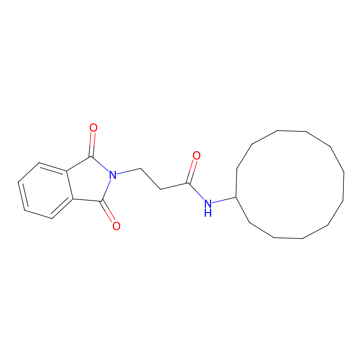 N-cyclododecyl-3-(1,3-dioxoisoindol-2-yl)propanamide molecular structure, CAS 304890-38-8