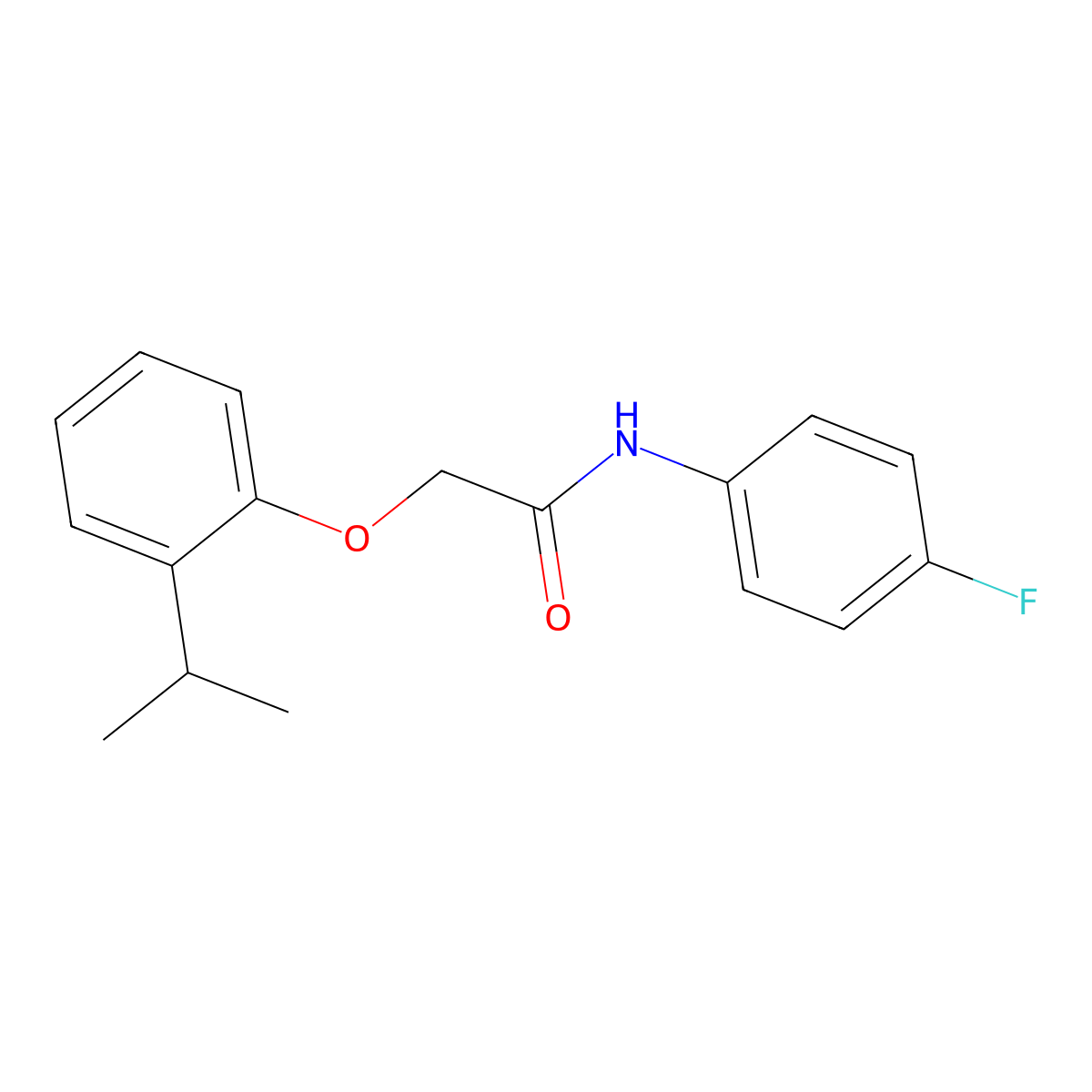 N-(4-fluorophenyl)-2-[2-(propan-2-yl)phenoxy]acetamide molecular structure, CAS 304890-62-8