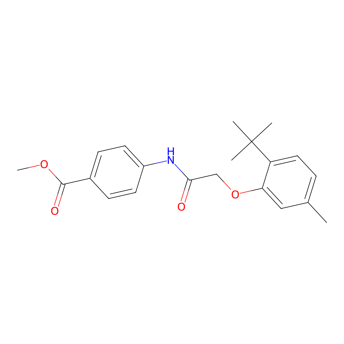 Methyl 4-{[(2-tert-butyl-5-methylphenoxy)acetyl]amino}benzoate molecular structure, CAS 304890-83-3