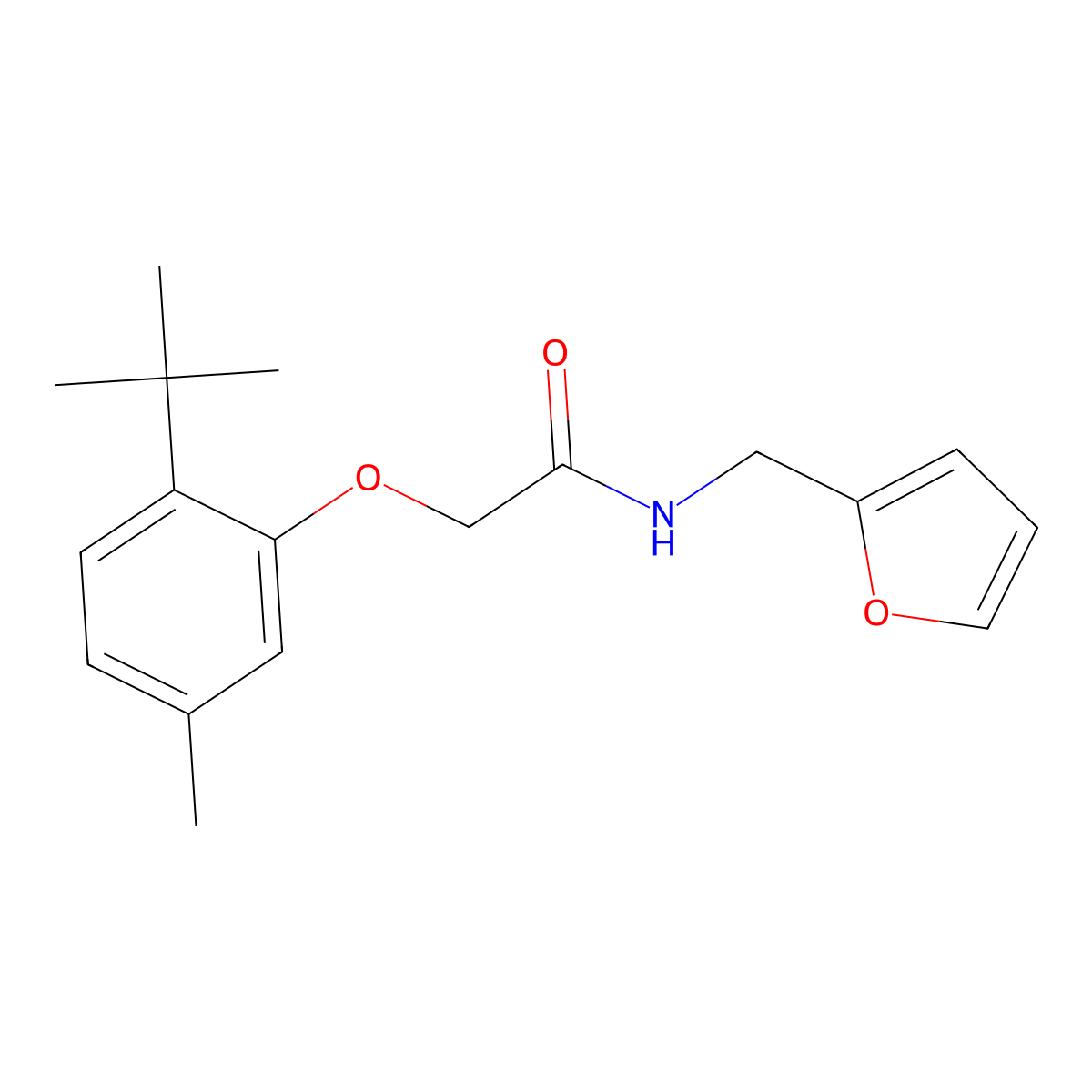 2-(2-tert-butyl-5-methylphenoxy)-N-(2-furylmethyl)acetamide molecular structure, CAS 304890-86-6