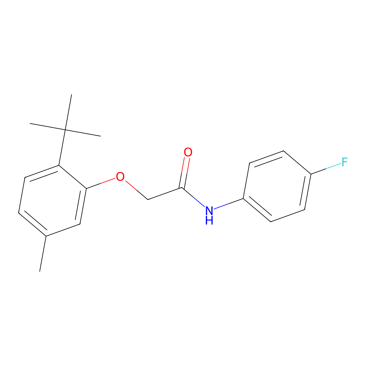 2-(2-tert-butyl-5-methylphenoxy)-N-(4-fluorophenyl)acetamide molecular structure, CAS 304890-91-3