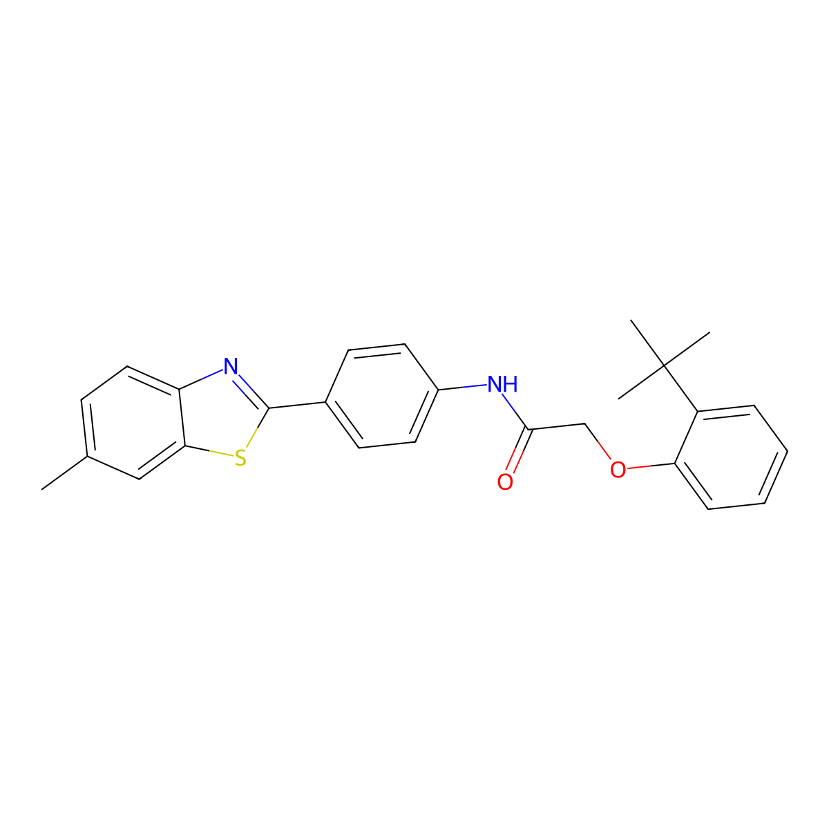 2-(2-tert-butylphenoxy)-N-[4-(6-methyl-1,3-benzothiazol-2-yl)phenyl]acetamide molecular structure, CAS 304892-54-4