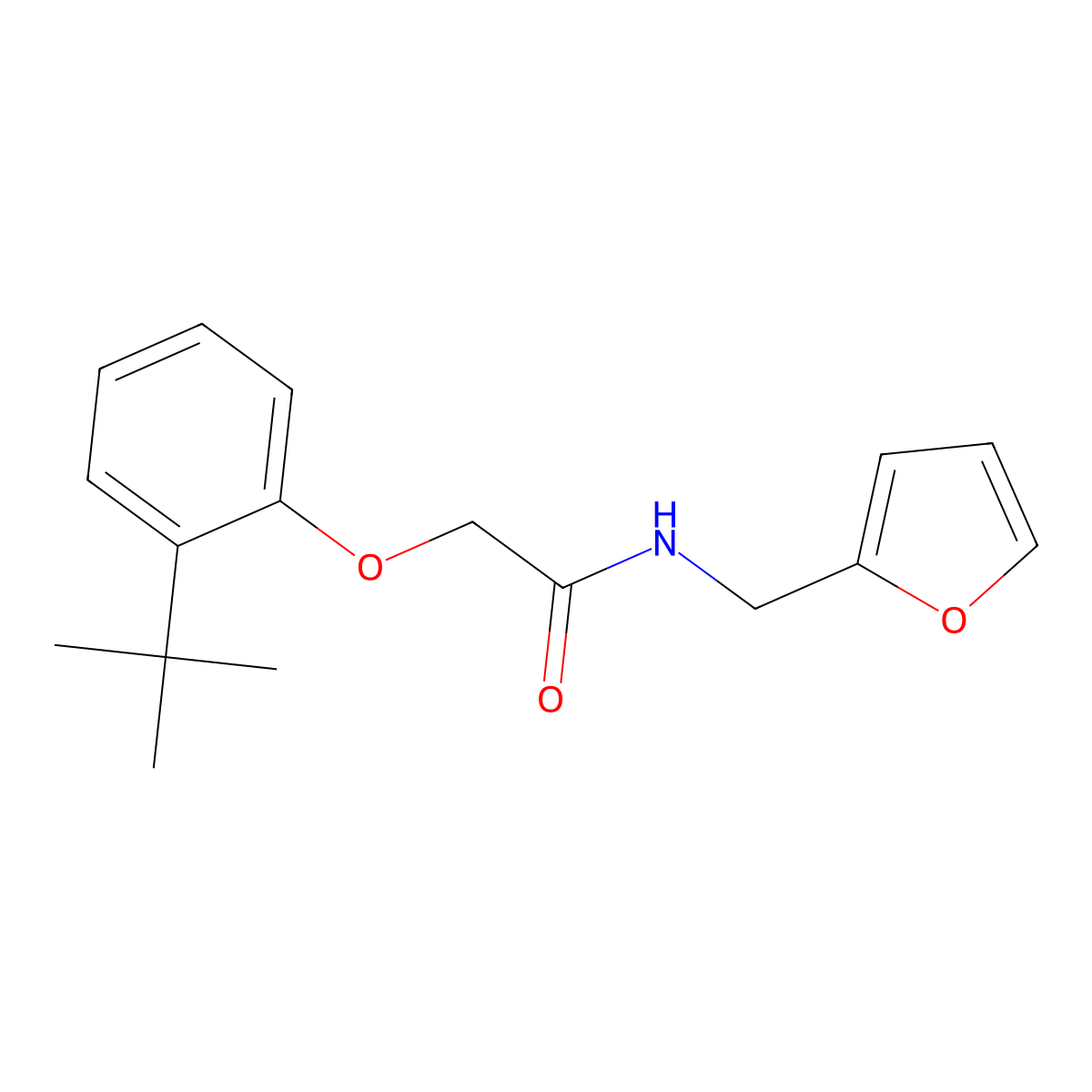 2-(2-tert-butylphenoxy)-N-(2-furylmethyl)acetamide molecular structure, CAS 304892-81-7