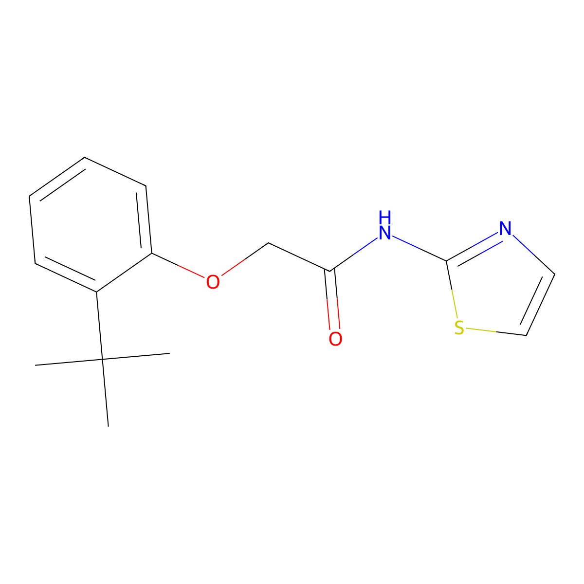 2-(2-tert-butylphenoxy)-N-(1,3-thiazol-2-yl)acetamide molecular structure, CAS 304892-89-5