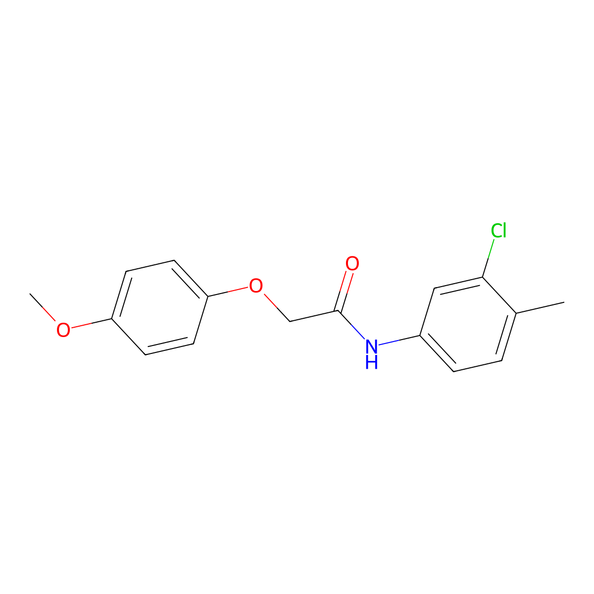 N-(3-chloro-4-methylphenyl)-2-(4-methoxyphenoxy)acetamide molecular structure, CAS 304893-43-4