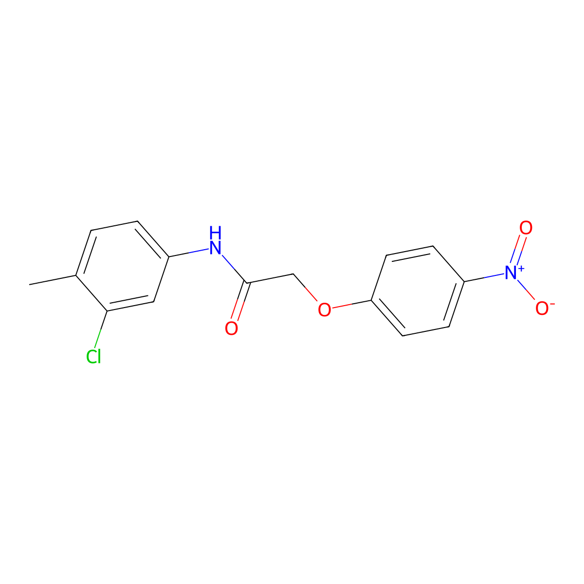 N-(3-chloro-4-methylphenyl)-2-(4-nitrophenoxy)acetamide molecular structure, CAS 304893-45-6