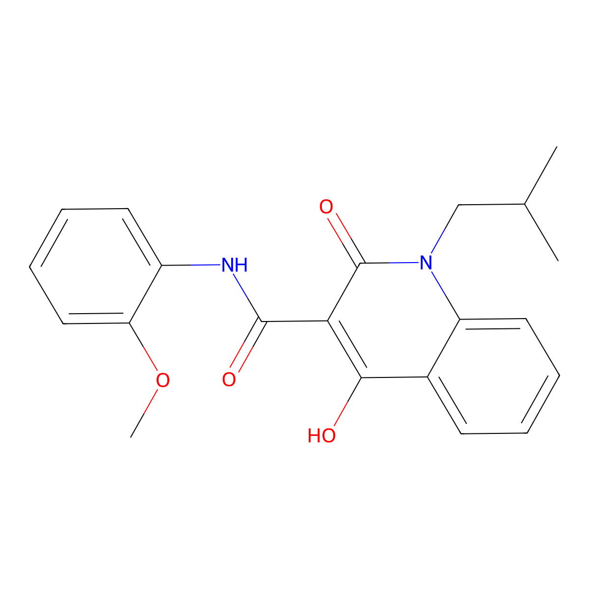 4-hydroxy-N-(2-methoxyphenyl)-1-(2-methylpropyl)-2-oxo-1,2-dihydroquinoline-3-carboxamide molecular structure, CAS 304893-62-7