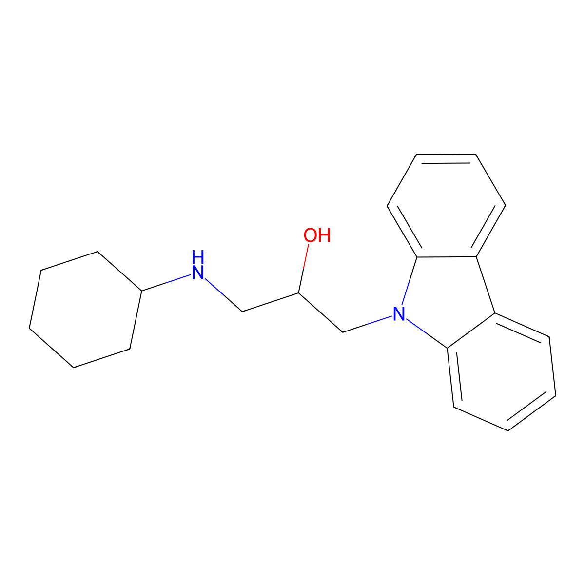 1-(9H-carbazol-9-yl)-3-(cyclohexylamino)propan-2-ol molecular structure, CAS 304893-67-2