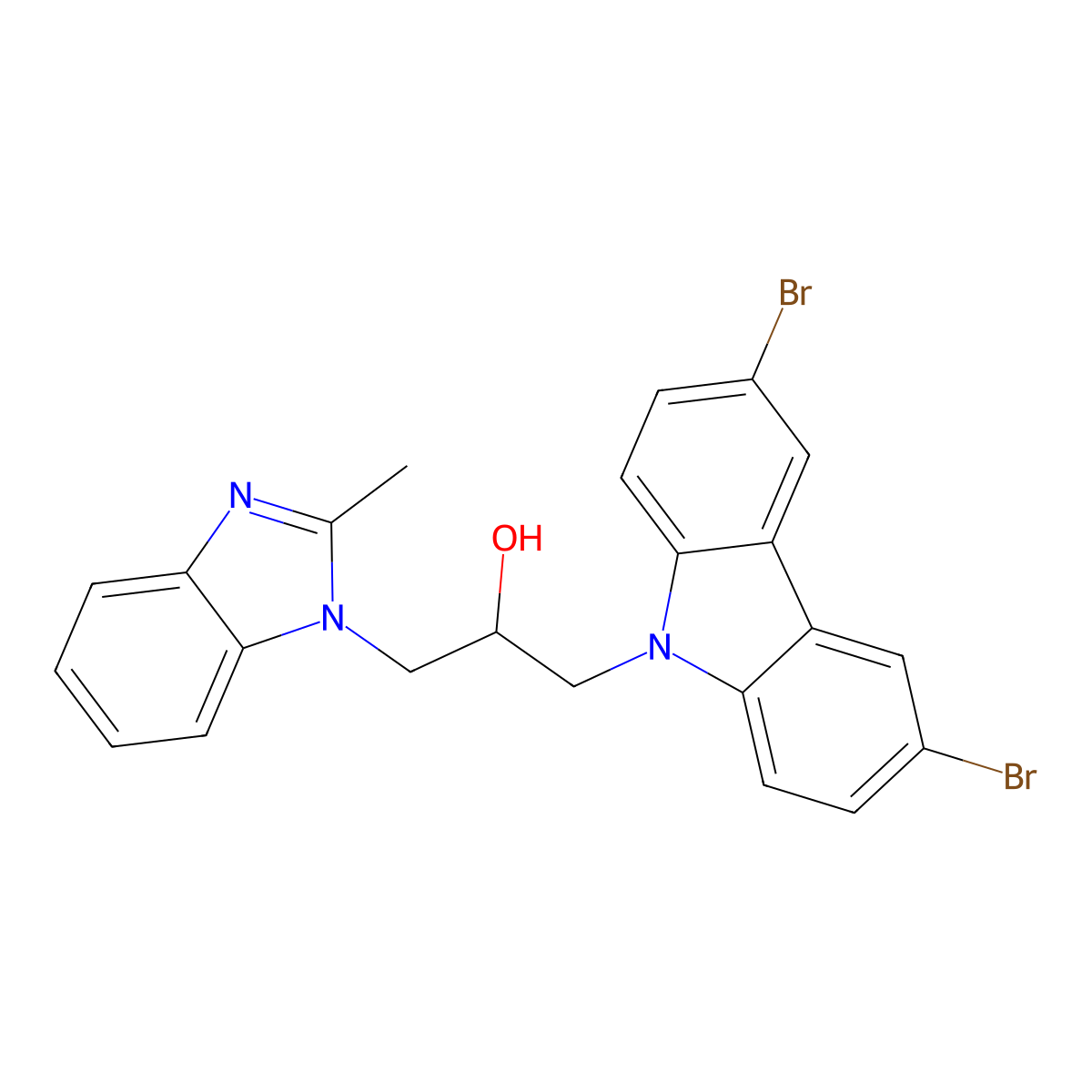 1-(3,6-Dibromo-carbazol-9-yl)-3-(2-methyl-benzoimidazol-1-yl)-propan-2-ol molecular structure, CAS 304893-69-4
