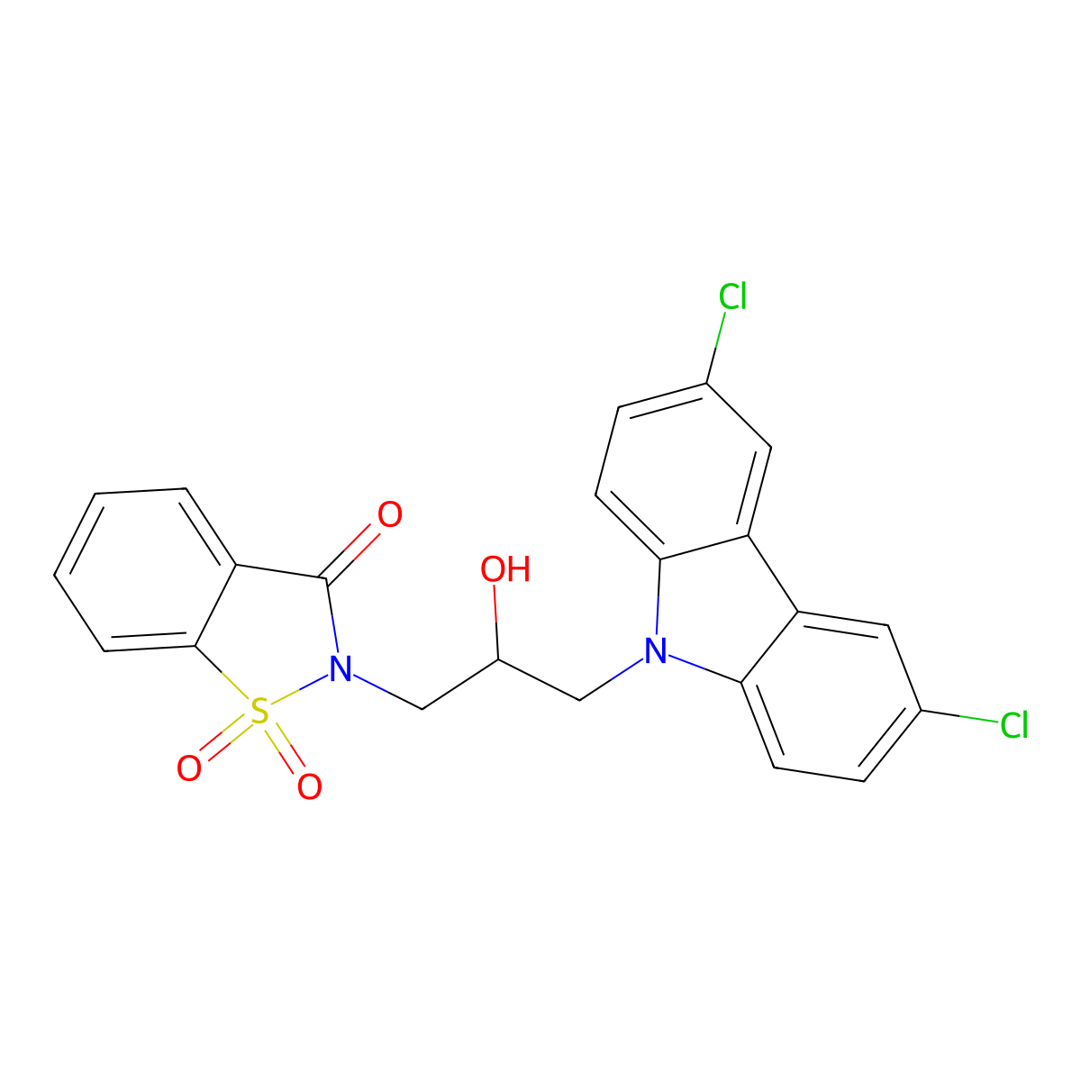 2-[3-(3,6-dichloro-9H-carbazol-9-yl)-2-hydroxypropyl]-1,2-benzisothiazol-3(2H)-one 1,1-dioxide molecular structure, CAS 304893-72-9