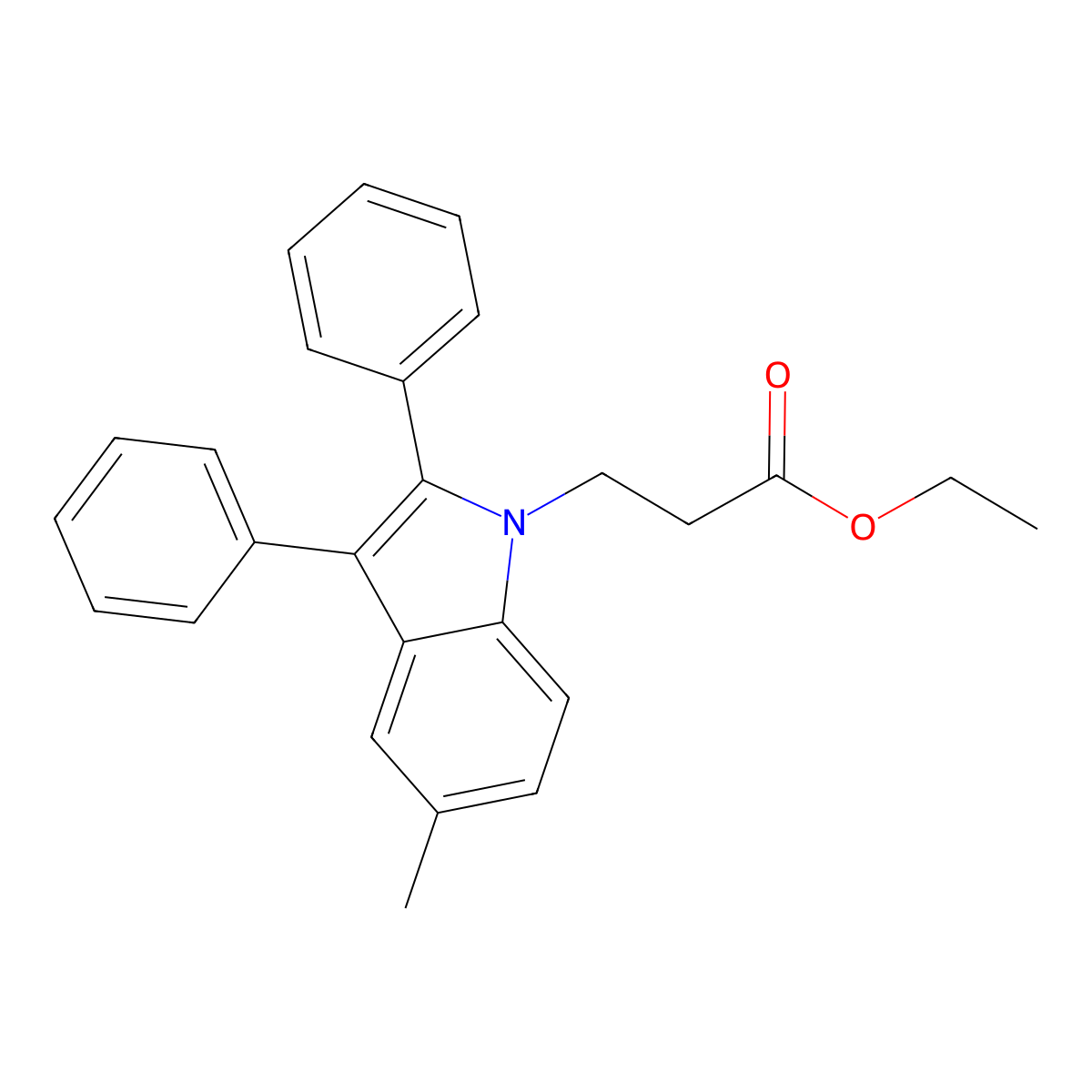 ethyl 3-(5-methyl-2,3-diphenyl-1H-indol-1-yl)propanoate molecular structure, CAS 304893-73-0