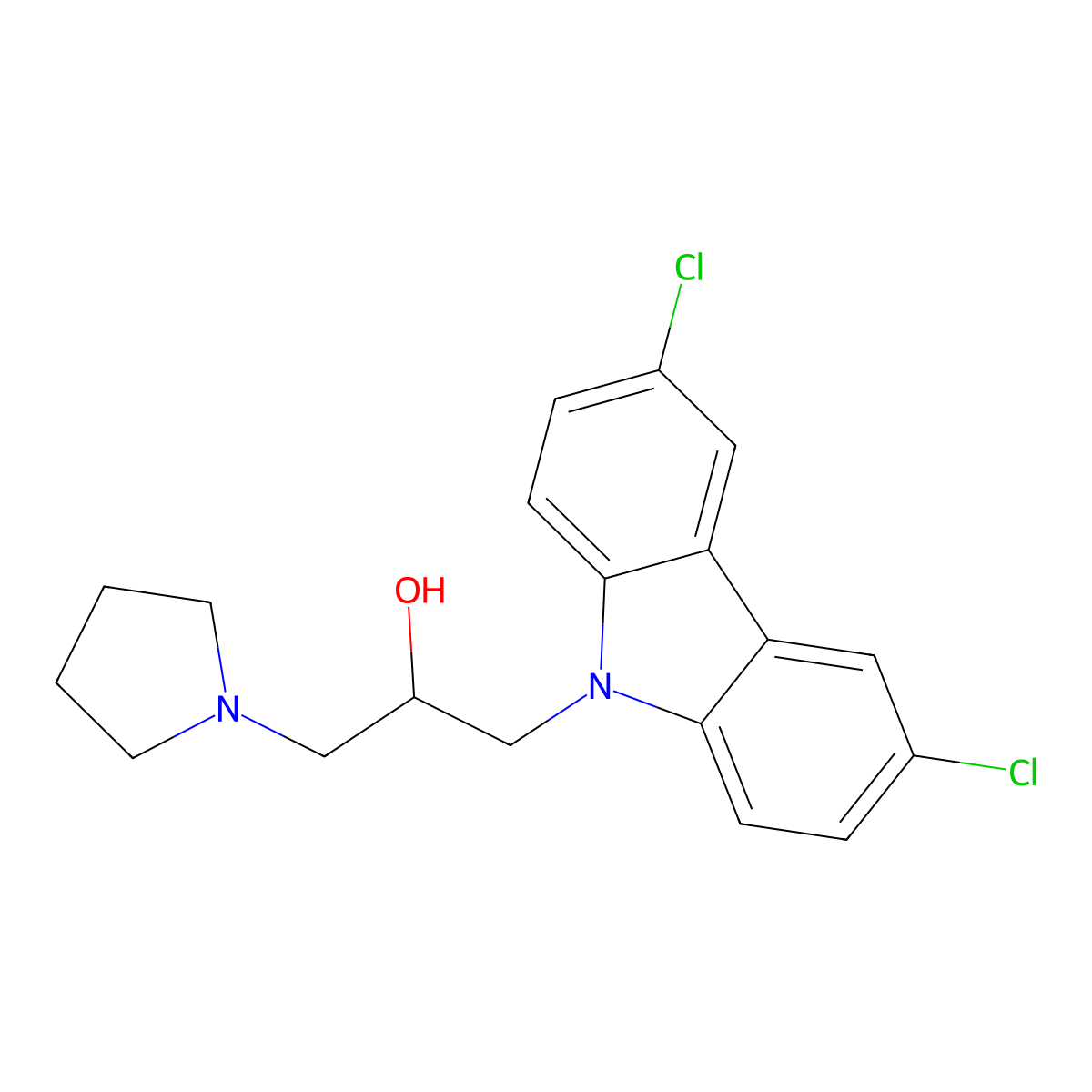 1-(3,6-dichloro-9H-carbazol-9-yl)-3-(pyrrolidin-1-yl)propan-2-ol molecular structure, CAS 304893-76-3