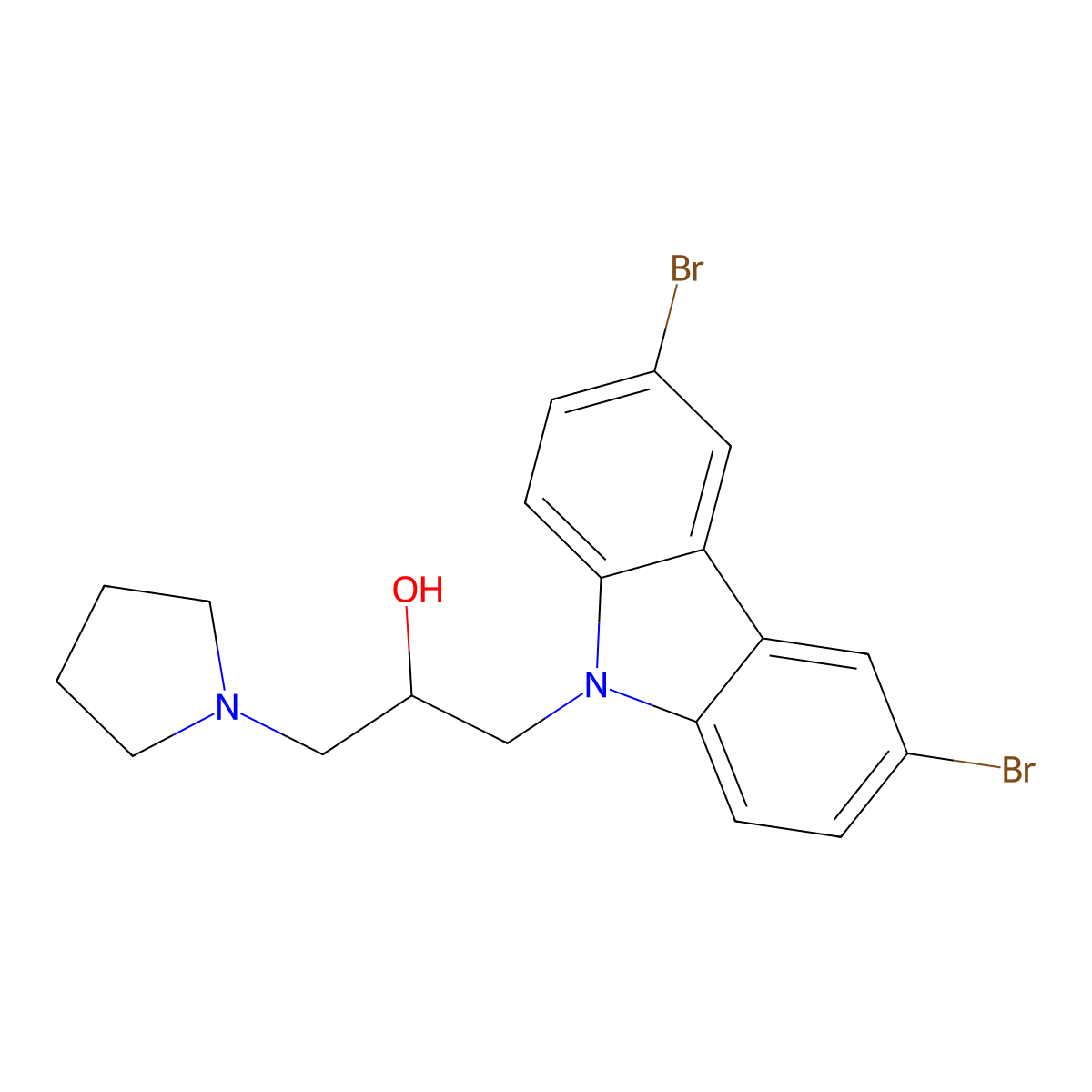 1-(3,6-dibromo-9H-carbazol-9-yl)-3-(pyrrolidin-1-yl)propan-2-ol molecular structure, CAS 304893-77-4