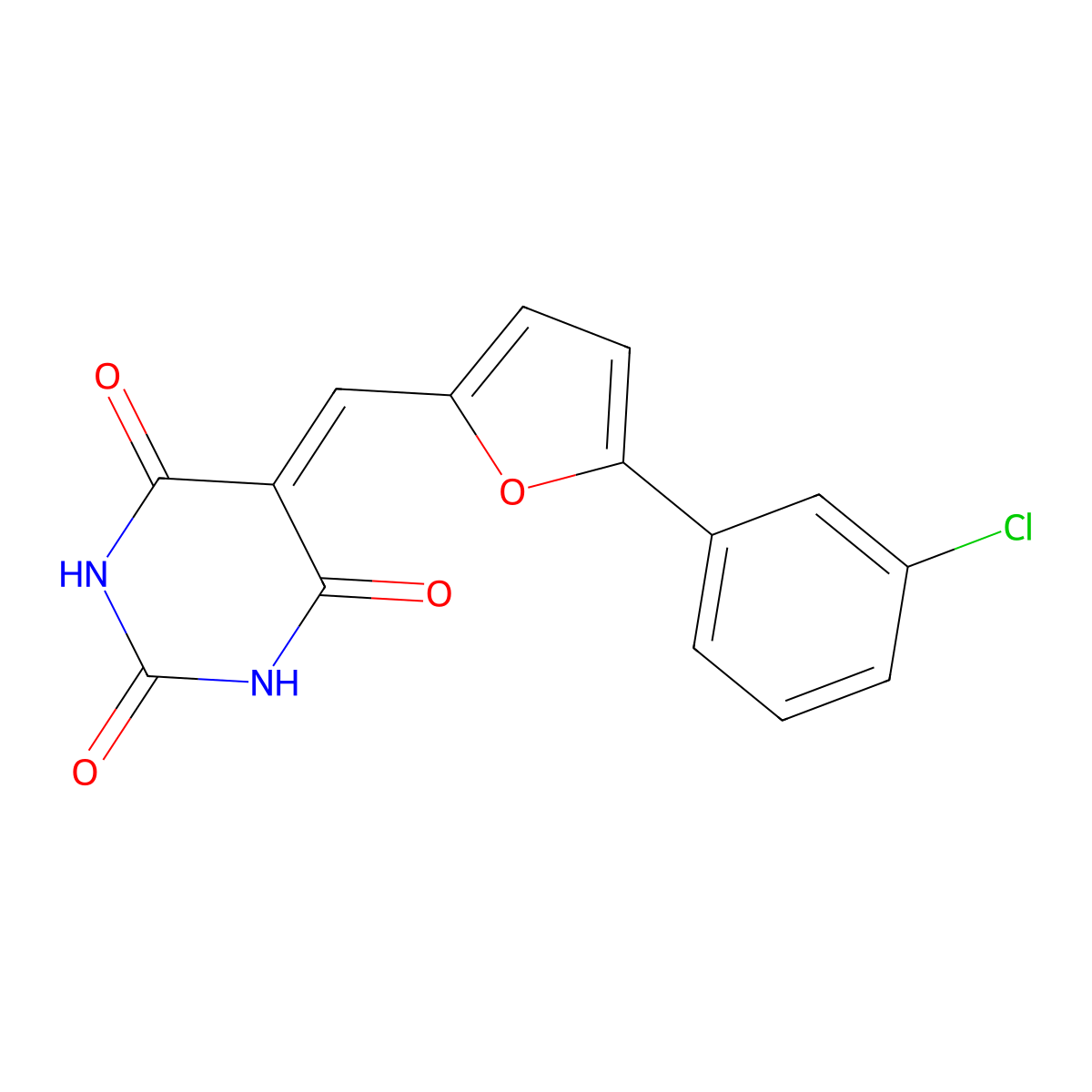 5-{[5-(3-Chlorophenyl)furan-2-YL]methylidene}-1,3-diazinane-2,4,6-trione molecular structure, CAS 304894-60-8