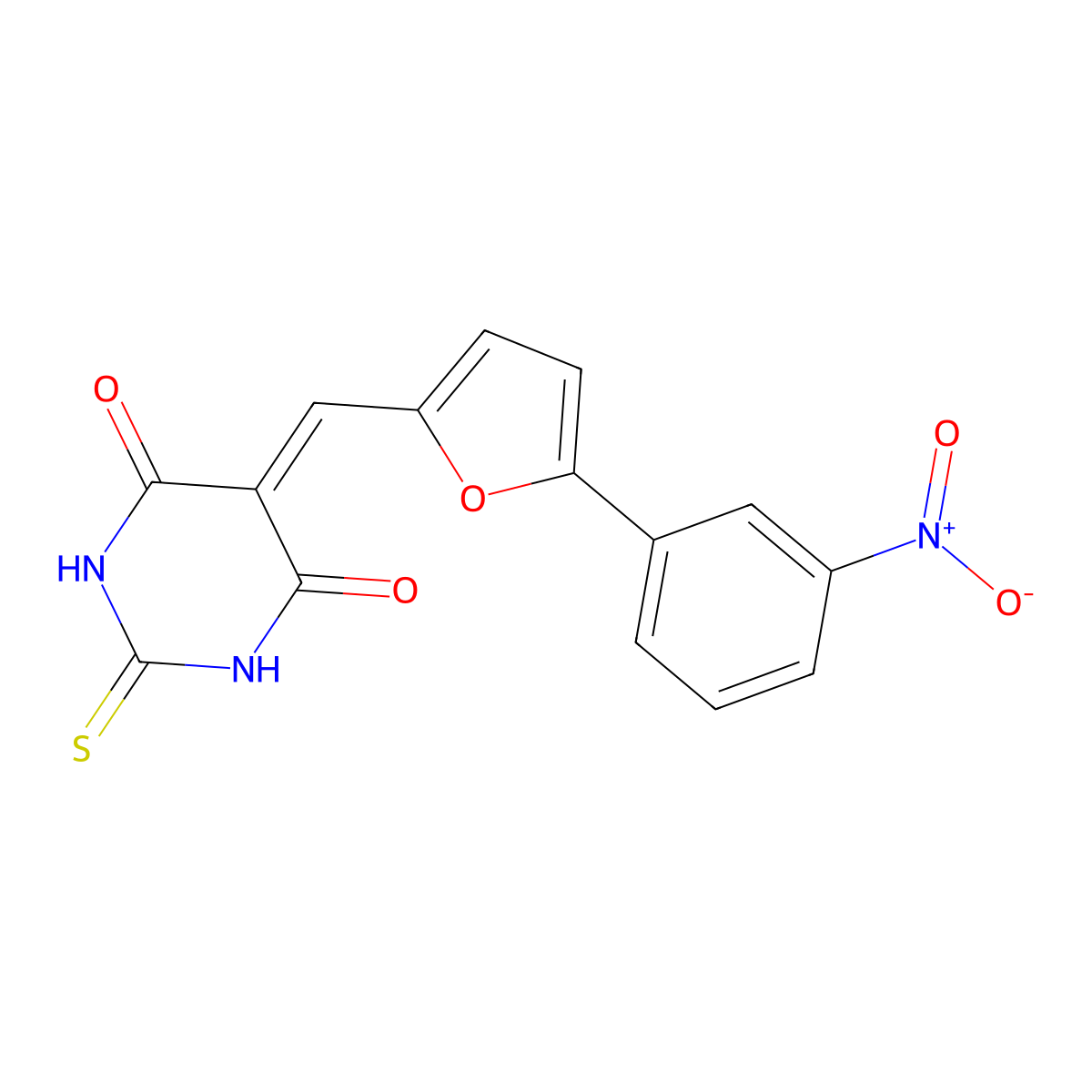 5-((5-(3-nitrophenyl)furan-2-yl)methylene)-2-thioxodihydropyrimidine-4,6(1H,5H)-dione molecular structure, CAS 304894-61-9